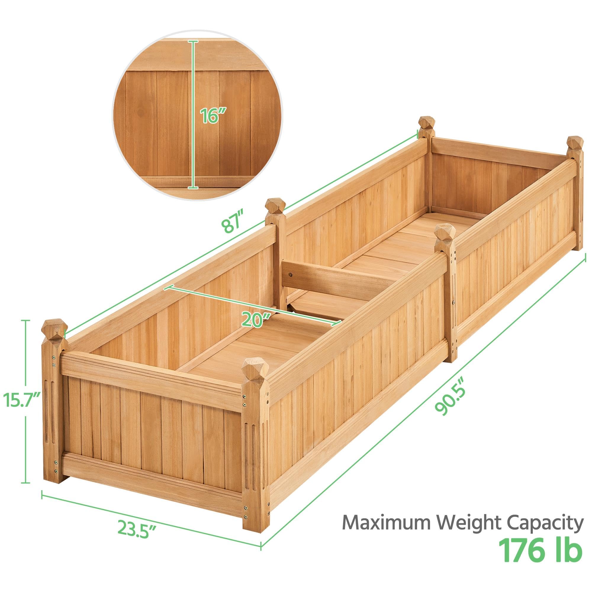 Amazon.com: Yaheetech 90.5″ L×23.5″ W×16″ H Wooden Raised Garden