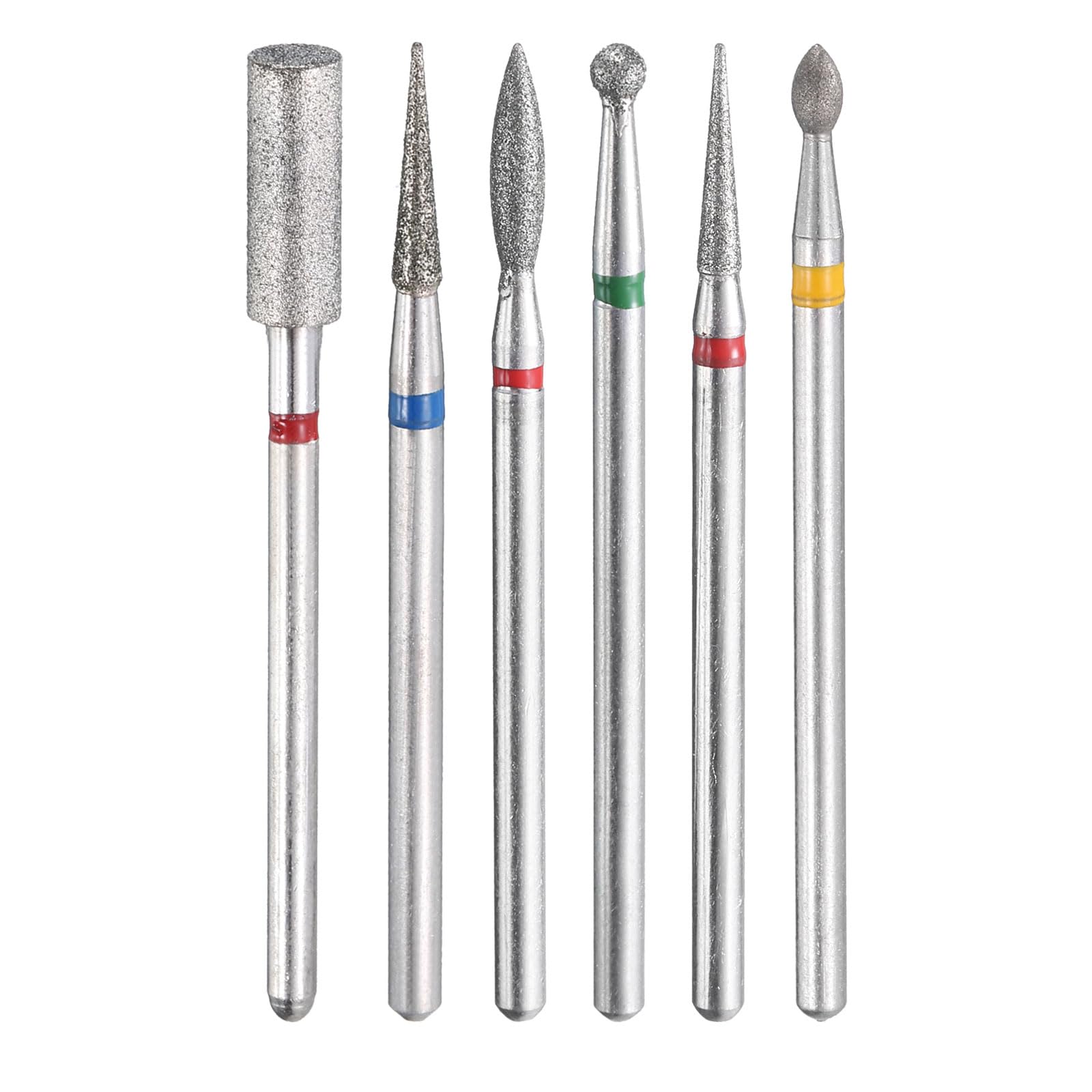 HARFINGTON 6pcs Diamond Grinding Bit Set 2/2.2/2.3/2.5/4.2mm Tapered Oval Cylindrical Ball Head 2.35mm Shank Stone Sanding Drill Bits Rotary Tool for