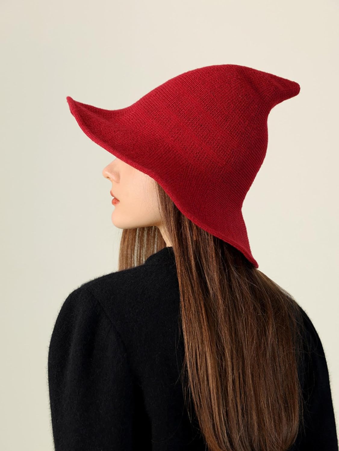 AYZYANDFG 万圣节帽子骷髅头巫婆帽女欧美派对帽羊毛针织遮脸巫师帽 Clothing, Shoes