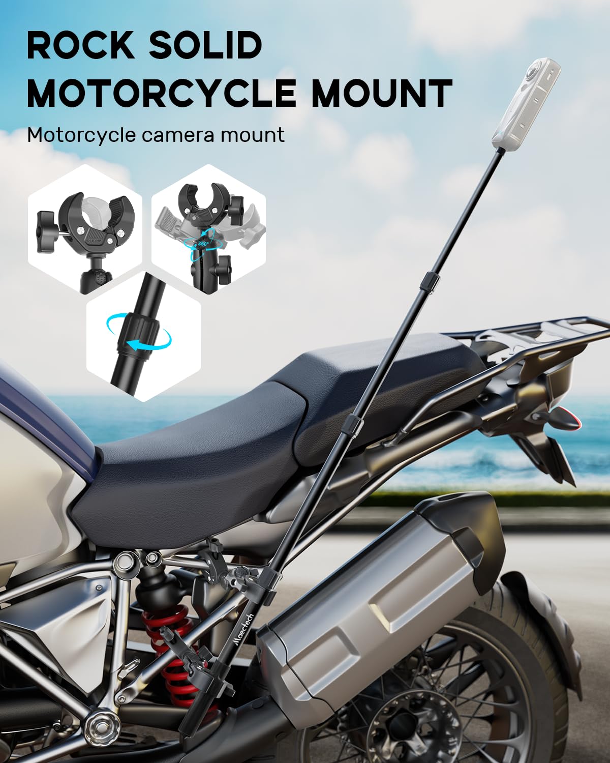 Uchwyt Kamery Motocyklowej Akcesoria do Insta360 X5/X4 do GoPro | Zestaw motocyklowy, uchwyt kierownicy kamery do Osmo Action, stojak rowerowy do Insta360 X5 do zdjęć studyjnych i plenerowych