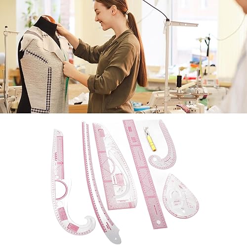 Miniatura 3 de Juego de 7 reglas de curva francesa, herramientas completas de alta precisión, reglas de costura con escala para principiantes, sastres, fabricación