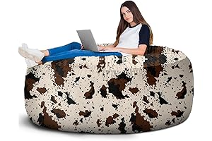 Supremely Cozy Cow Print Bean Bag Chair Cover for Adults (No Filler, Cover Only)