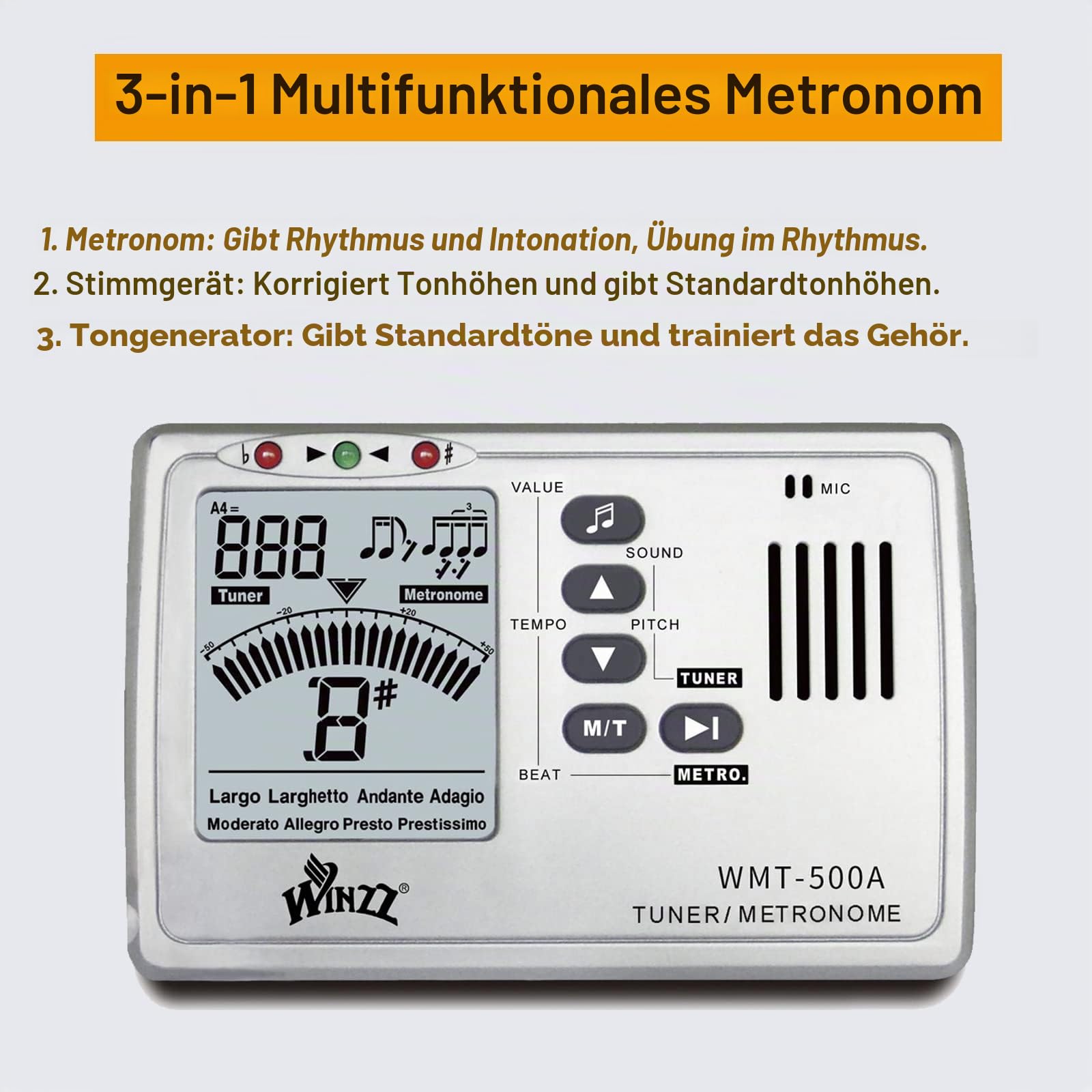 Winzz Akustik Gitarre 3/4 Kinder, Kleine Westerngitarre für Anfänger Erwachsene mit Multifunktionales Metronom, Blau-grün Reisegitarre Set 36 Zoll