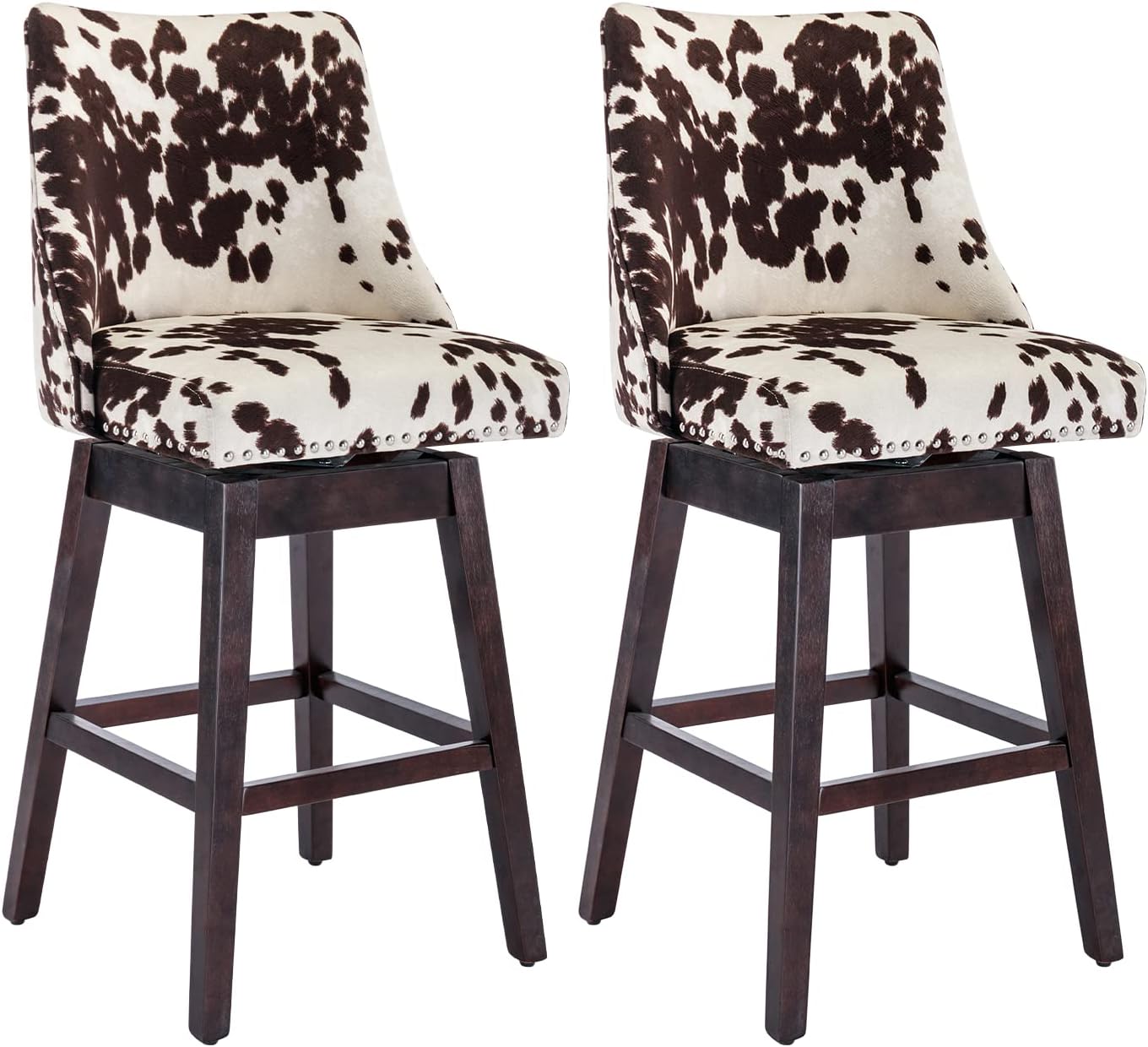 Home Square 2Piece Furniture 30" Wood Cow Print Bar Stool