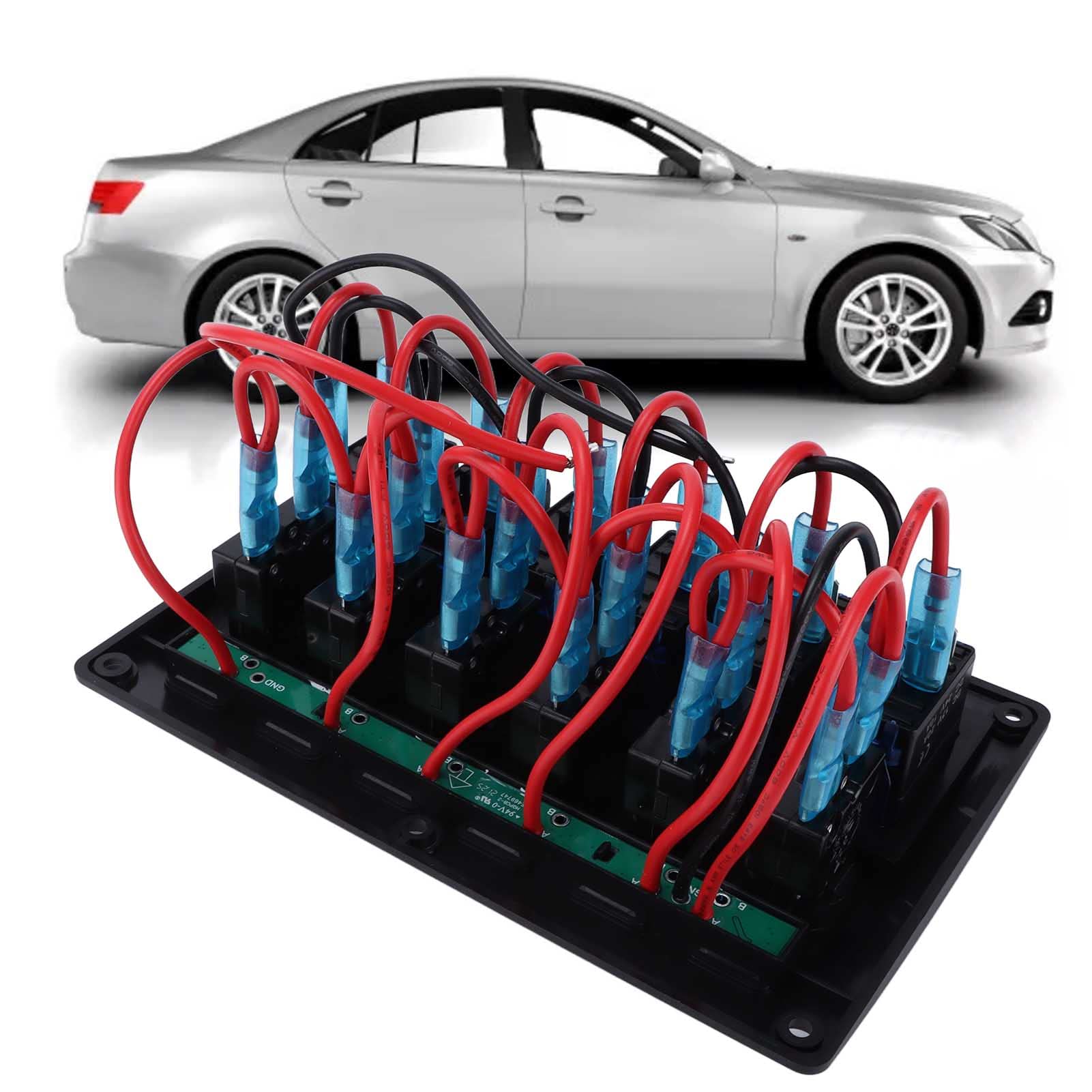 FILFEEL Pannello Interruttori a Bilanciere a 6 Gang con Porte di Ricarica USB, Indicatore LED Blu 12V-24V, IP65 per Barche, SUV, Trattori, Yacht e Veicoli