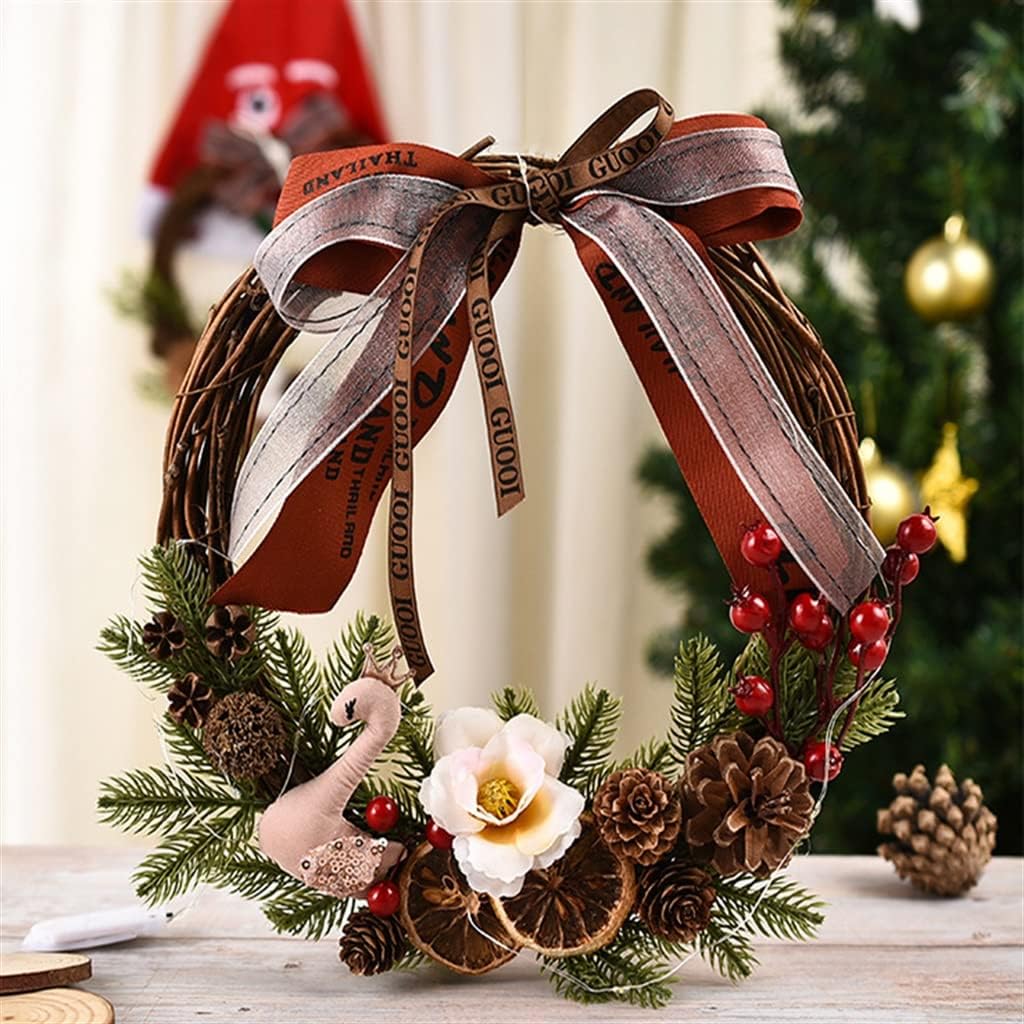 Simulation of Dried Flowers Lemon Rattan Circle Hanging Dead Branch Wreath Door Hanging Props Decorations (Color : E, Size : 1) (D 1)