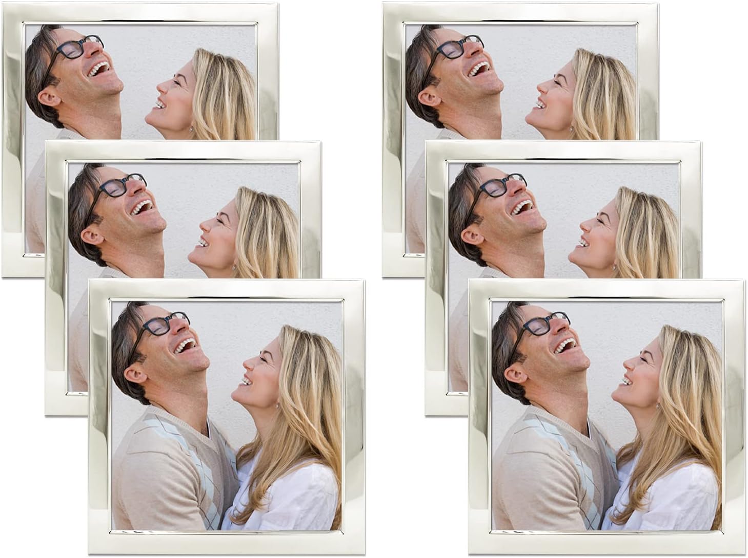DECANIT 4x4 Photo Picture Frame Metal,Dispaly for Wall or Tabletop Pack of 6,Silver