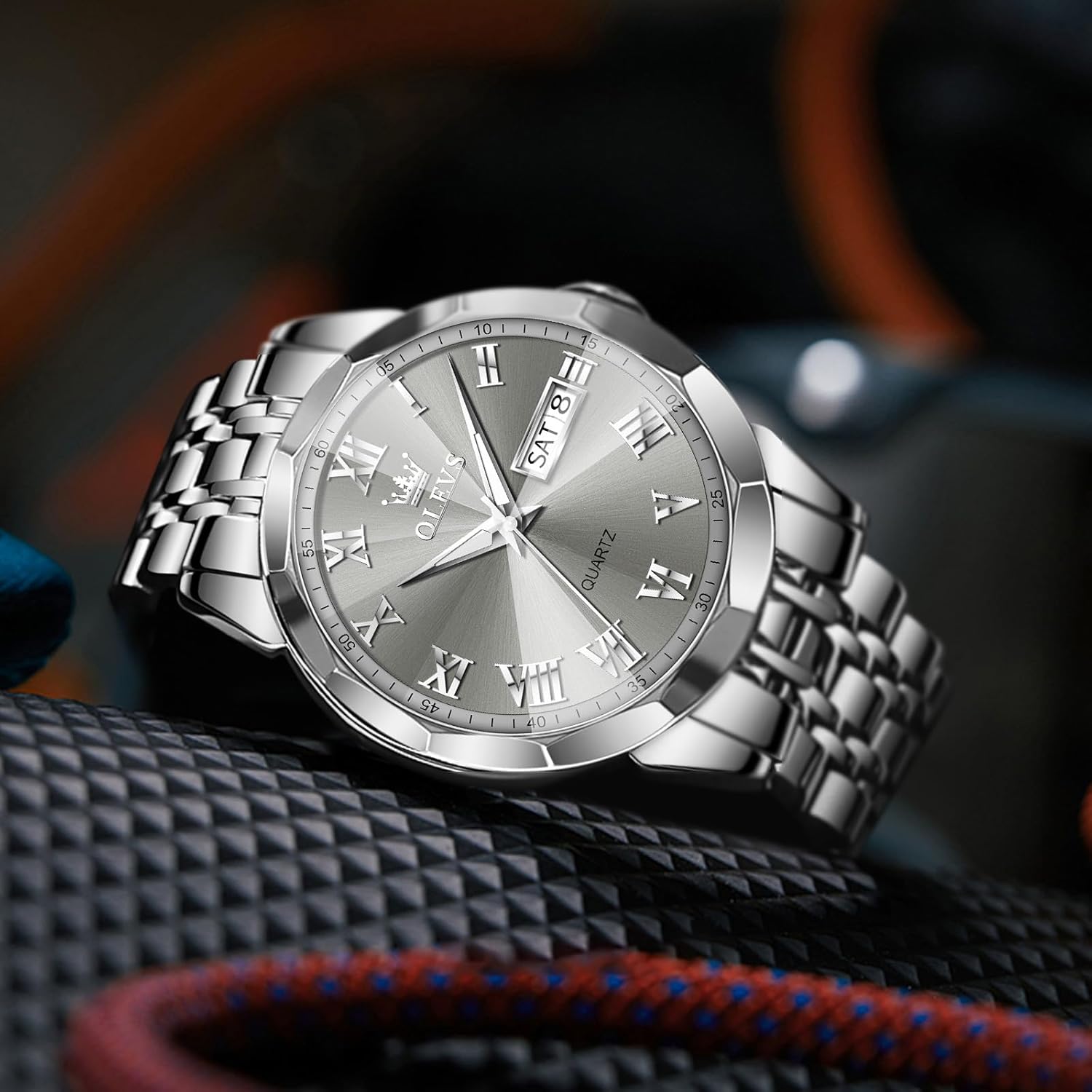 OLEVS Mens Silver Watches Luxury Waterproof Silver Watch for Men Analog Quartz Stainless Steel Men's Dress Watches Classic Casual Wrist Watch Large Face with Date Relojes para Hombres - Image 7