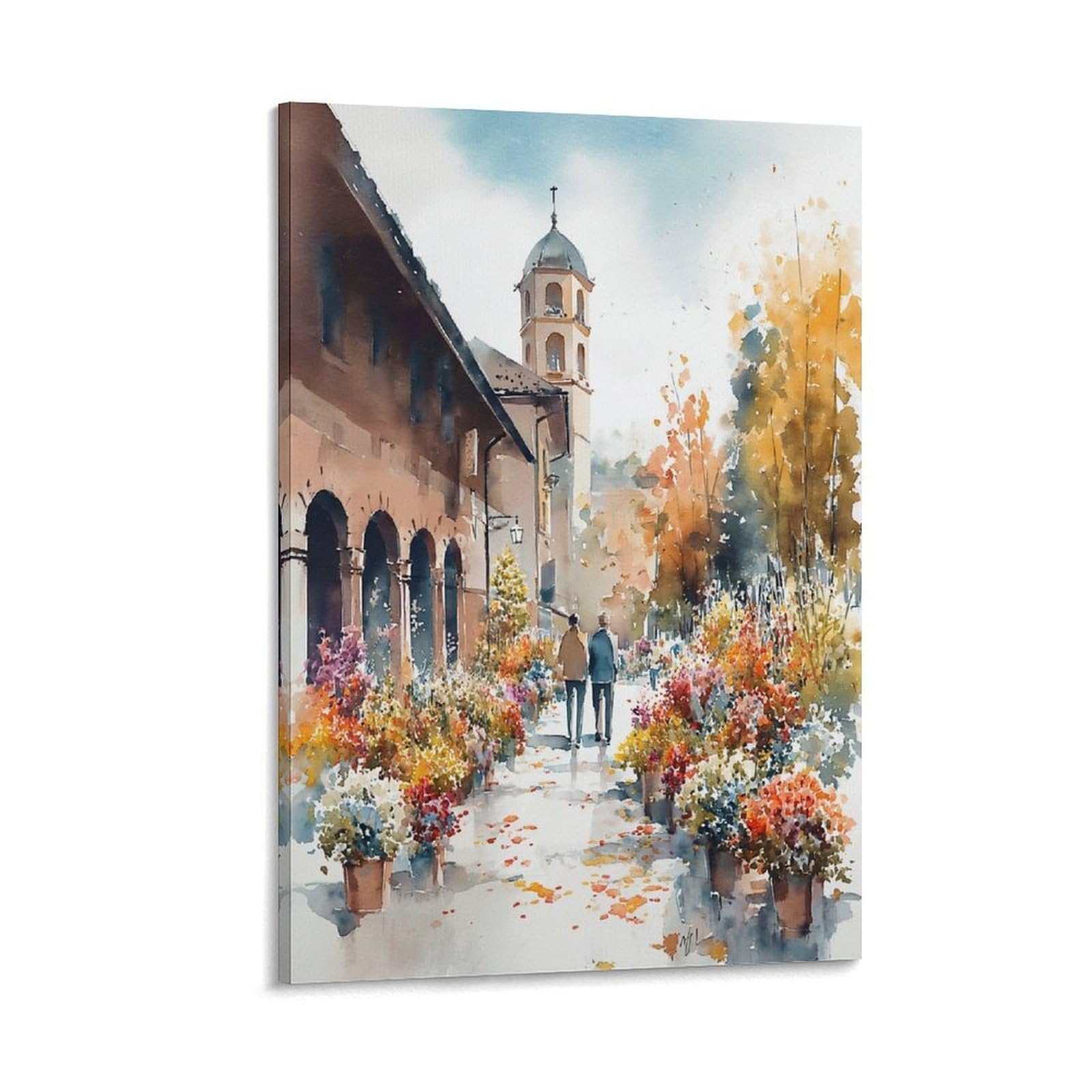 LCYNNH San Diego Flower 20x30inch(50x75cm) Vintage Travel Poster Watercolor Canvas Art