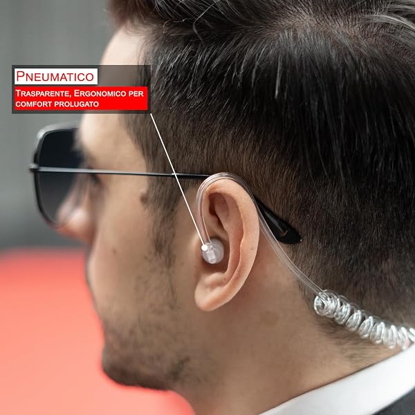 TechSide Microfono Auricolare Pneumatico Trasparente a 2 pin Midland | Per Radio ricetrasmittenti | Compatibile con G7 pro G8 G9 pro M24 M24 plus M48 M99 G6 XT G7 XTR | Vigilanza Sicurezza SoftAir - 4