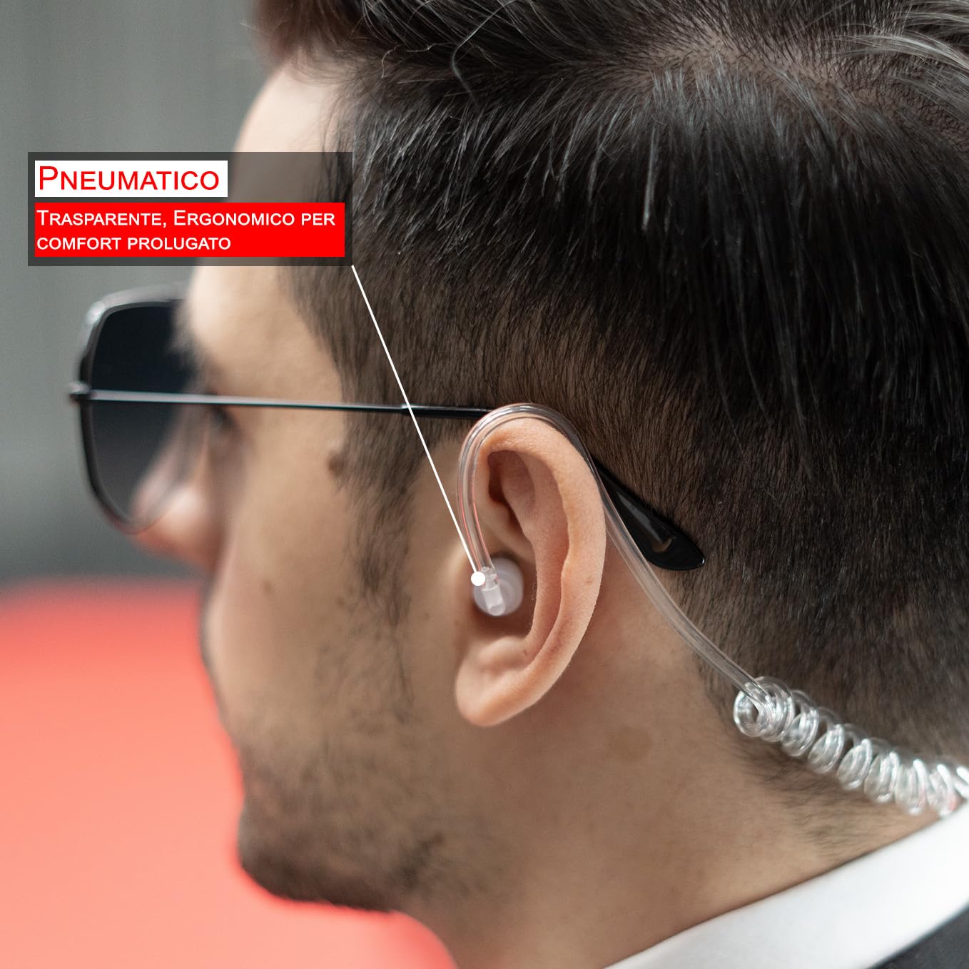 TechSide Microfono Auricolare Pneumatico Trasparente a 2 pin Midland | Per Radio ricetrasmittenti | Compatibile con G7 pro G8 G9 pro M24 M24 plus M48 M99 G6 XT G7 XTR | Vigilanza Sicurezza SoftAir