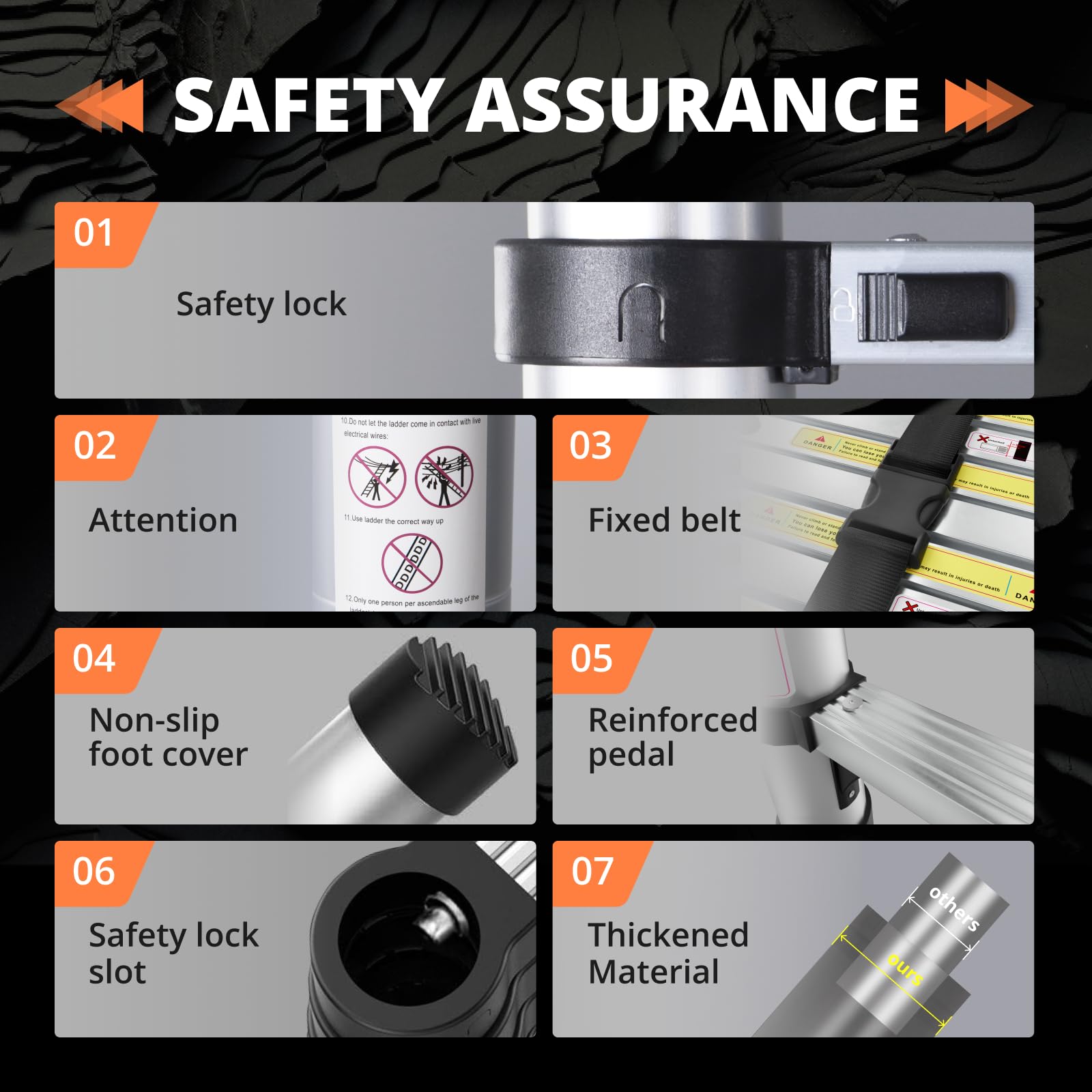 EvaStar 12.5FT Telescoping Ladder, Aluminum Lightweight Extension Ladder w/Hooks & Stabilizers, 330lbs Capacity Collapsible Ladders, Extension Telescopic Ladder for Home, Outdoor, RV- Silver