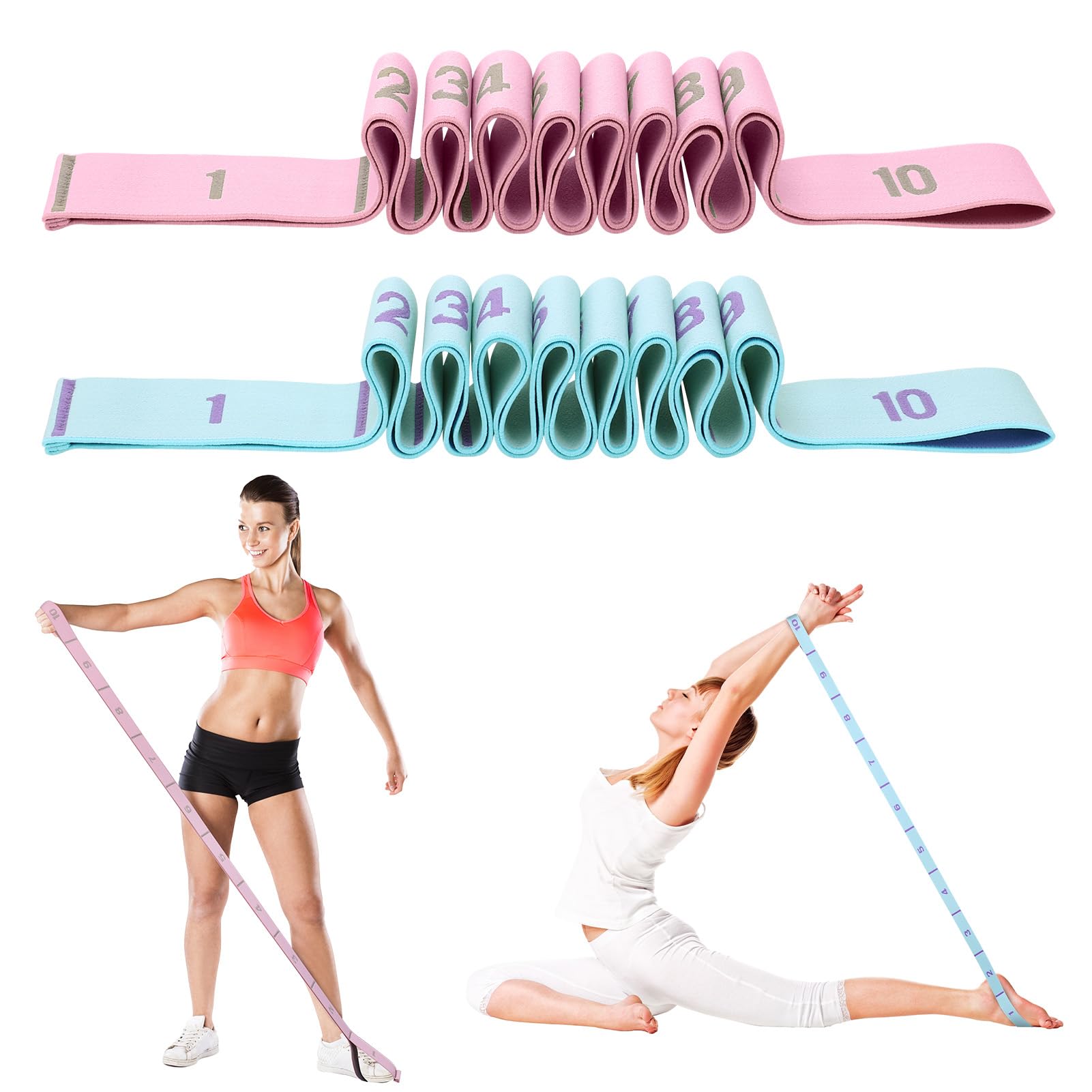 Produktbild von 8 Ring Yoga Stretchband  Pink , Hochelastisches Widerstandsband Fitness Stretchband Stretchband