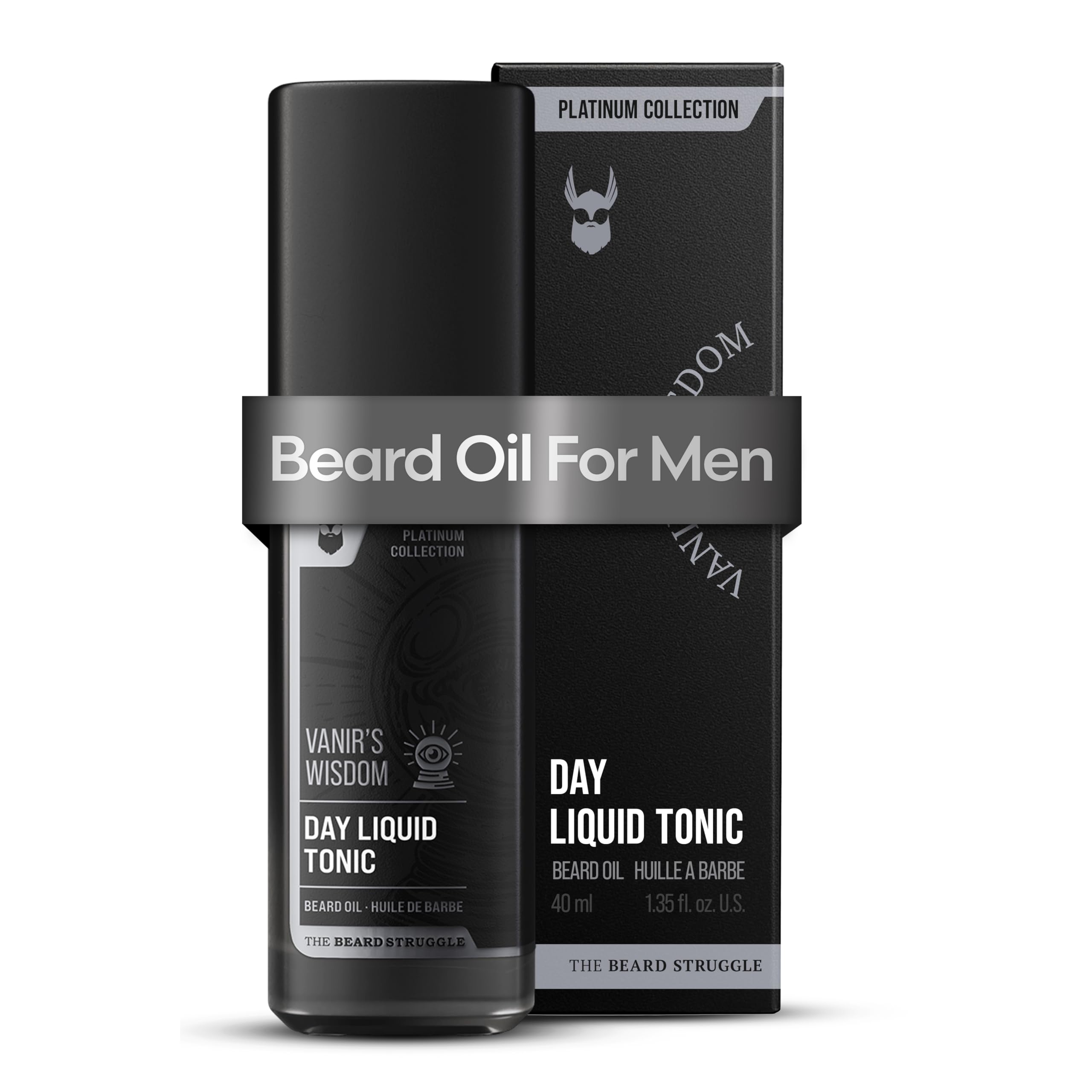 The Beard Struggle - Olio da barba tonico liquido diurno - Collezione Platinum, Vanir's Wisdom - Olio da barba da uomo - Idrata, ammorbidisce i capelli, riduce il prurito (30 ml)