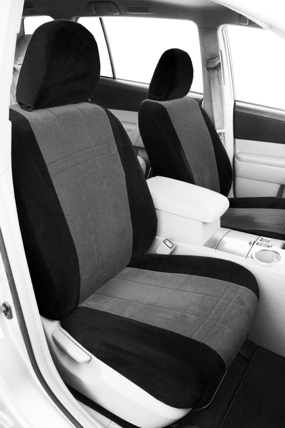 CalTrend Car Seat Cover for 2015 to 2019 Subaru Outback|Legacy - Black, O.E. Velour - Front Seat Covers, Custom & Easy to Install - Bucket Seat Covers with Black Monarch Insert & Classic Trim (1 Set)