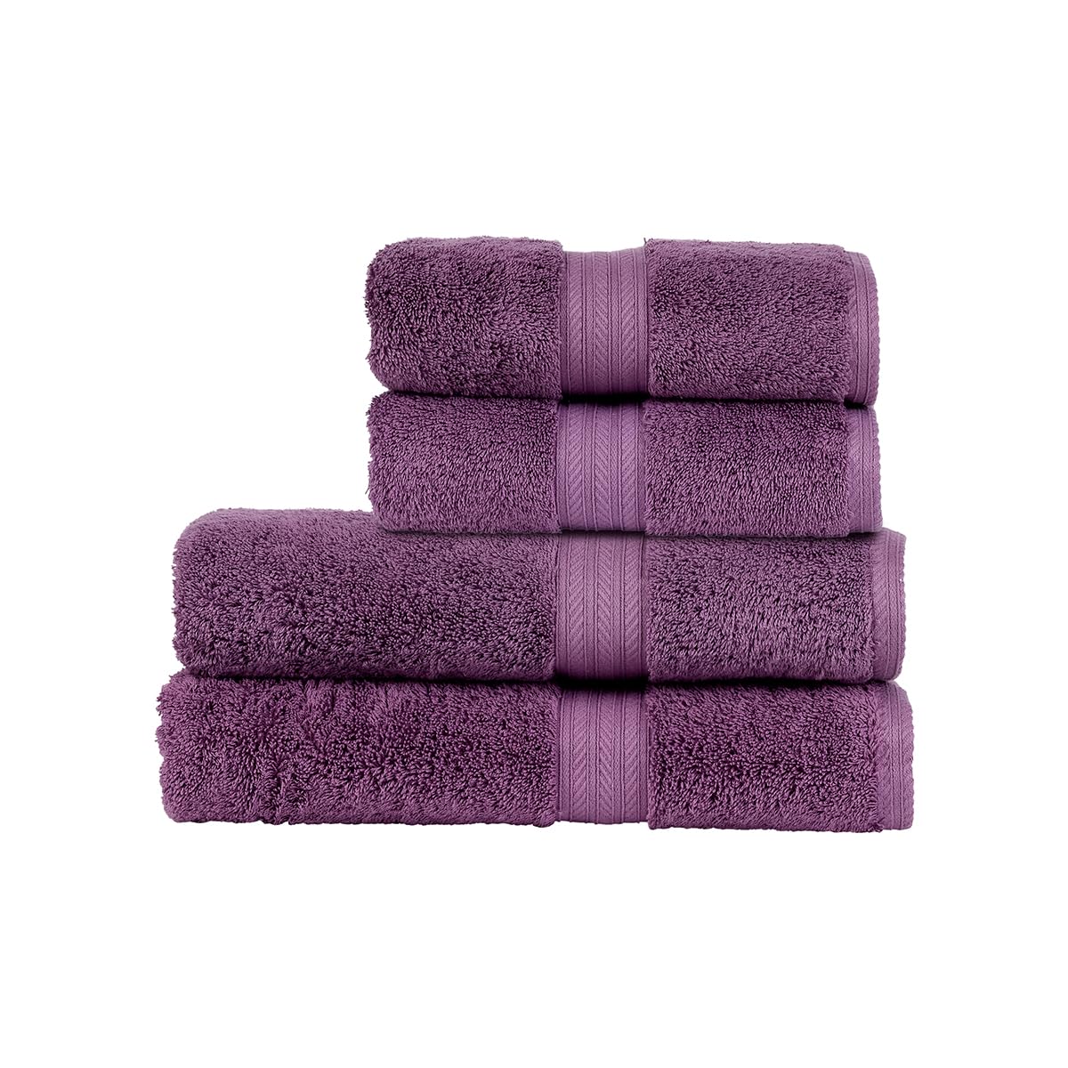 Christy Renaissance 4 Piece Towel Set | Berry Purple | 100% Egyptian Cotton Pile | Luxuriously Soft and Super Absorbent | 675 GSM | 2 Bath Towels 2 Hand Towels