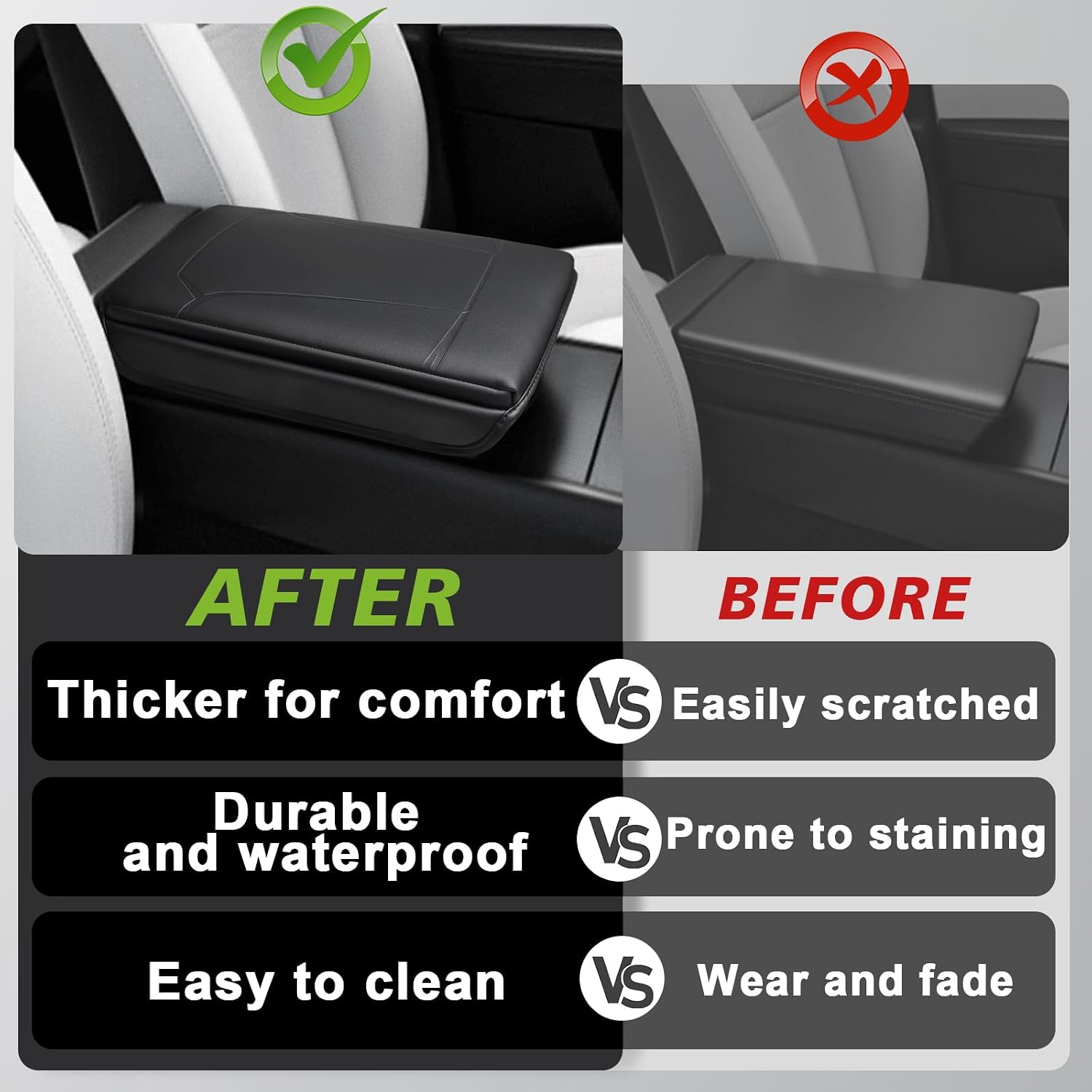 BestEvMod Thickened Center Console Armrest Pad Cover Compatible with Tesla Model Y Juniper 2026 2025 Extra Soft Microfiber Vegan Leather Protector Seat Armrest Cover OEM Style (Black)