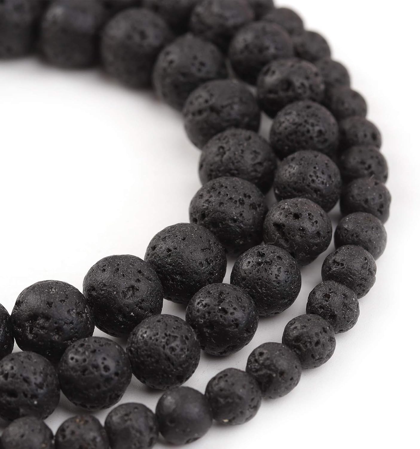 Natural Stone Beads 8mm Black Lava Polished Round Smooth Gemstone Beads for Jewelry Making 15 Inch(Black Lava,8mm)