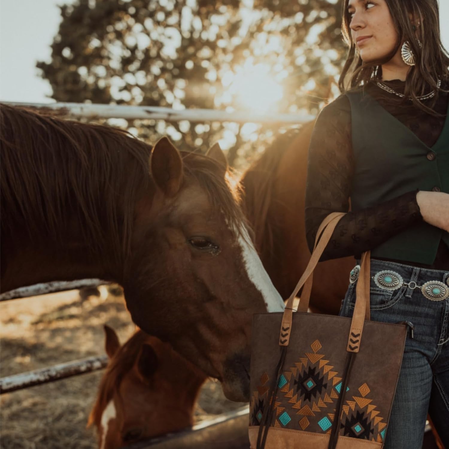 Montana West Aztec Tote Bag for Women Embroidered Western Purse with Wallet Set | Aztec, Embroidered, with Wallet Set