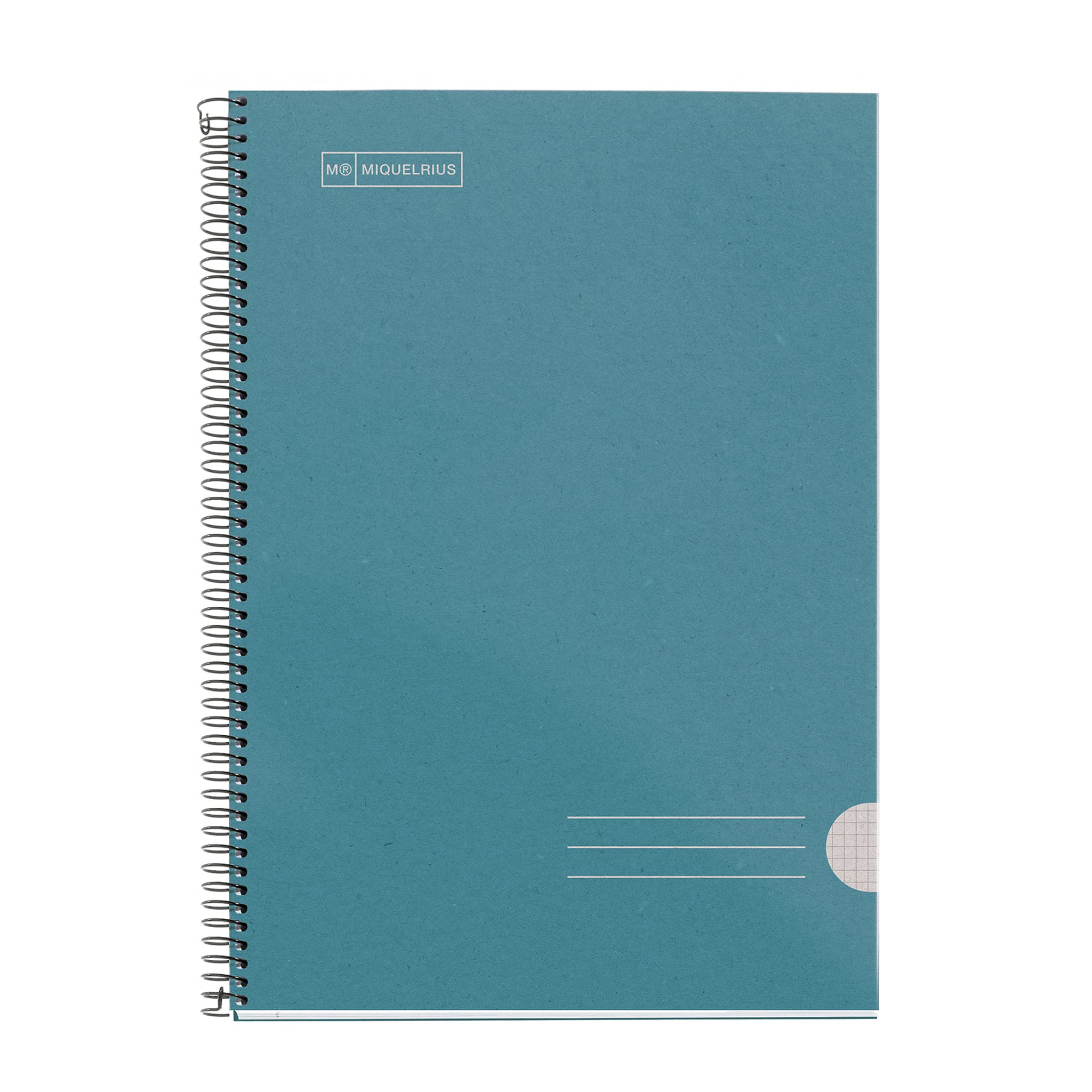 Miquelrius - Cuaderno Reciclado, Tamaño Folio (215 x 309 mm), 80 Hojas de 80 g/m², Cuadrícula 4x4 mm, Encuadernado Espiral, Color Marino