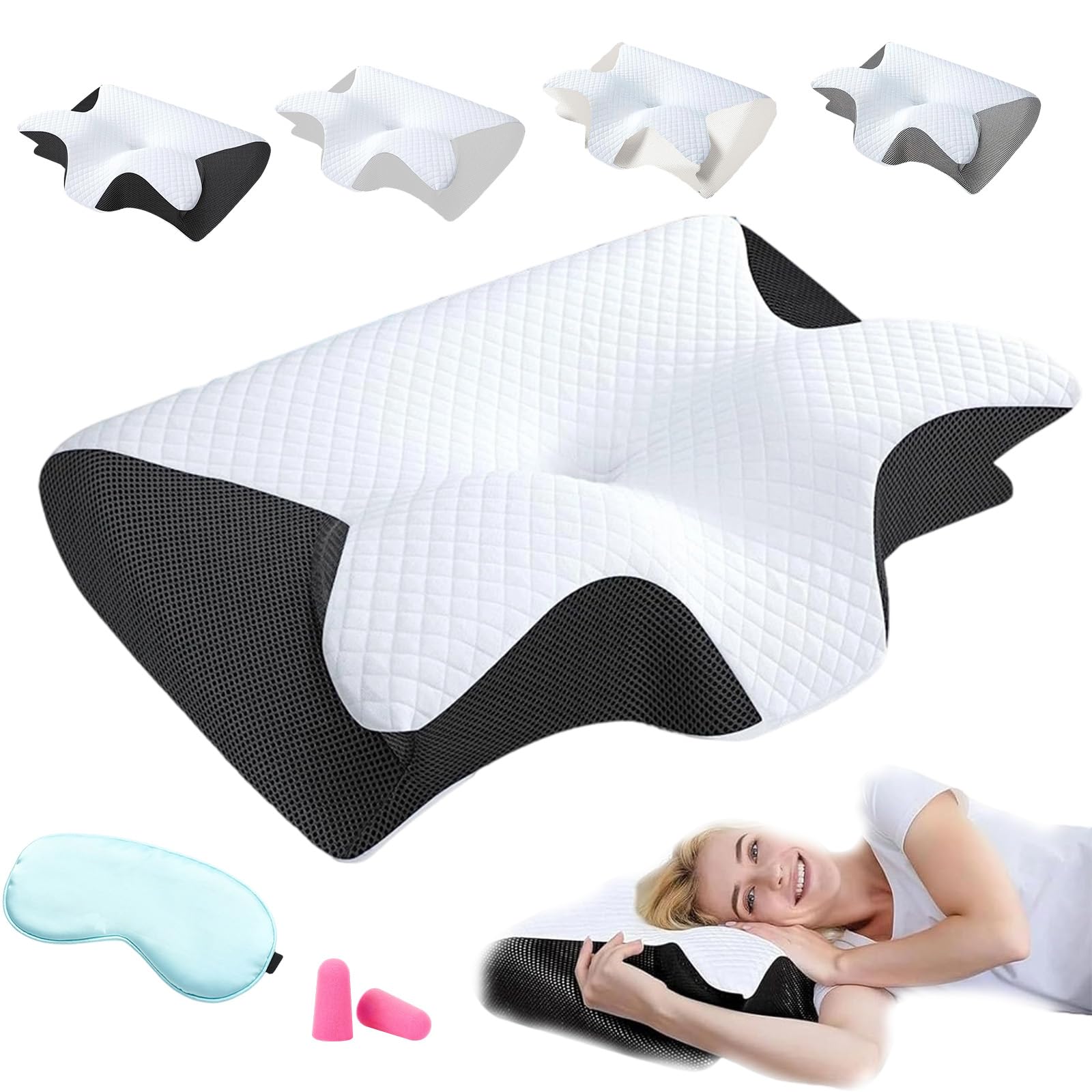 2026 Upgraded Sleep Apnea Relief Pillow, Memory Orthopedics Pillows, Ergonomic Contour Neck Support Pillows for Side Stomach and Back Sleepers (A)