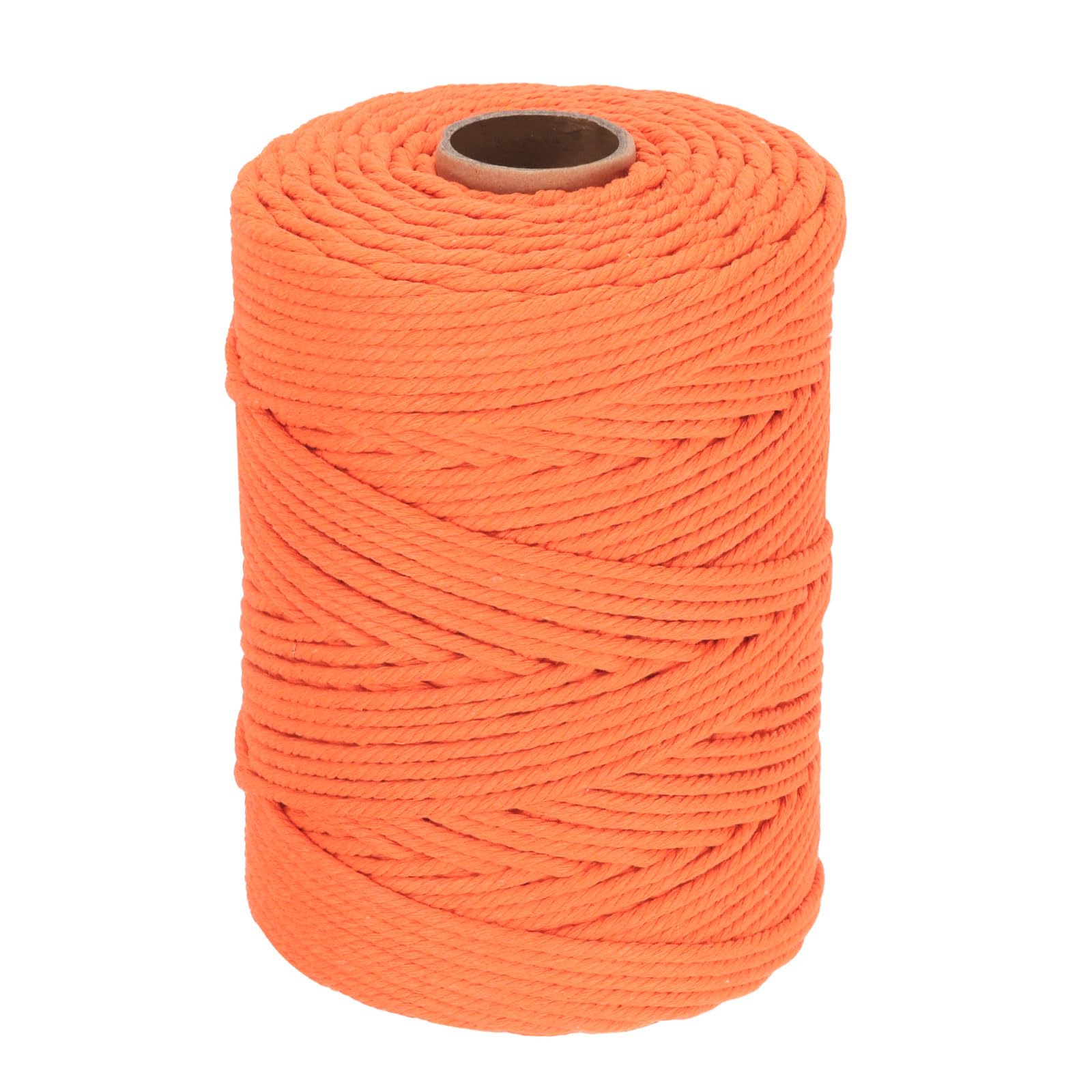 DMiotech Cuerda de Macramé de Algodón Natural Naranja de 4mm x 241 Yardas, Hecha a Mano para Colgar en la Pared, Hebra Única de Macramé Trenzada de Algodón para Colgadores de Plantas