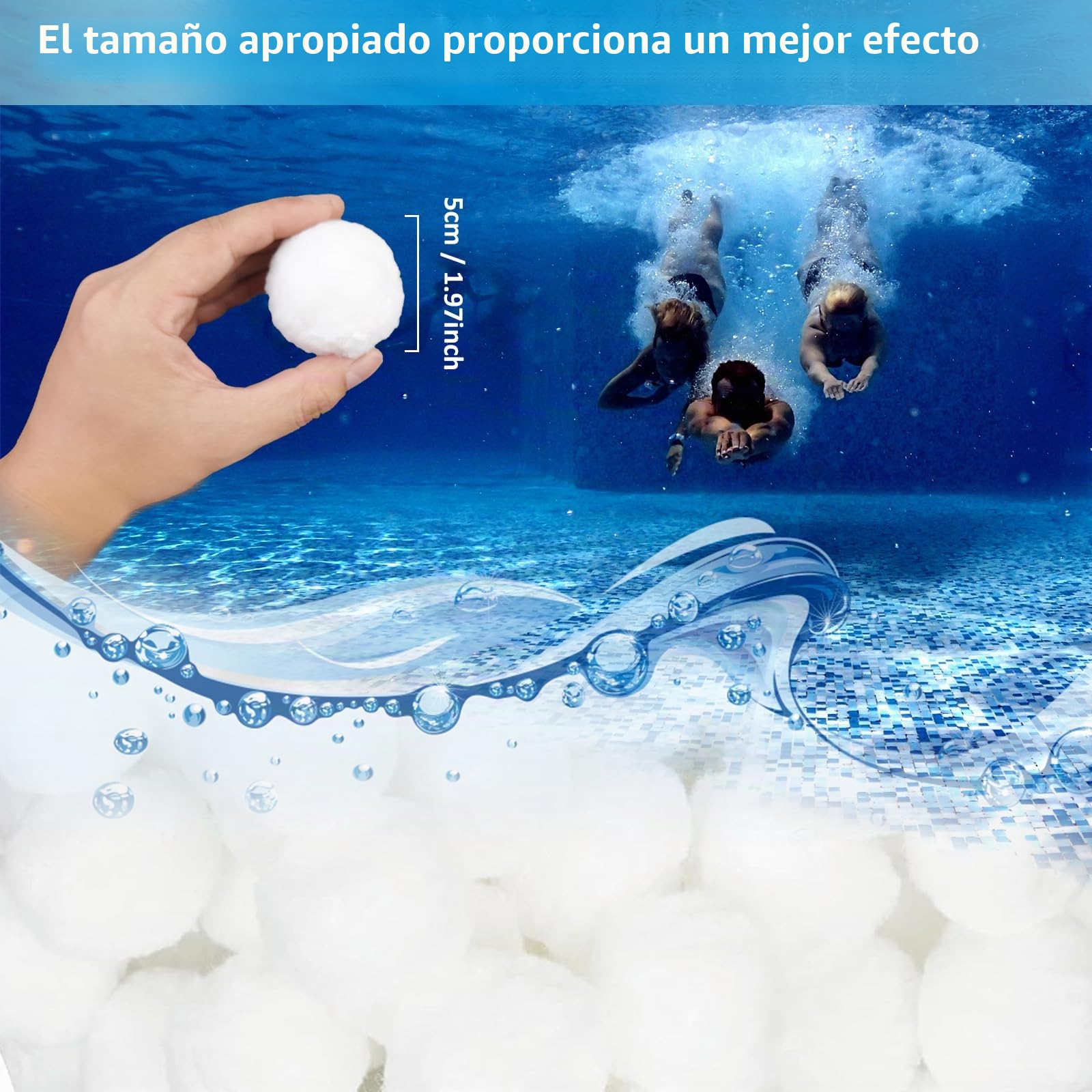 Bolas Filtro Piscina 800g, Reutilizable Bolsas Filtrantes Piscina para Sistemas de Filtro de Arena, Reemplaza 30 kg Arena de Filtro