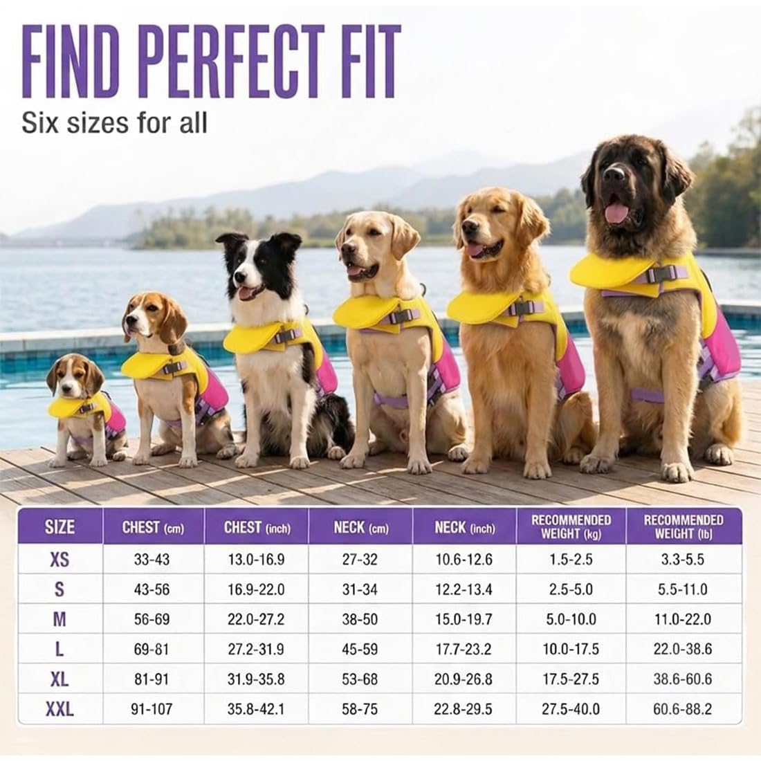 Gilet de Sauvetage pour Chien avec Flotteur de Menton– Idéal pour la Natation, avec Support Cervical Avant, Haute flottabilité, Bandes réfléchissantes, Ajustement réglable (Brown,XL)