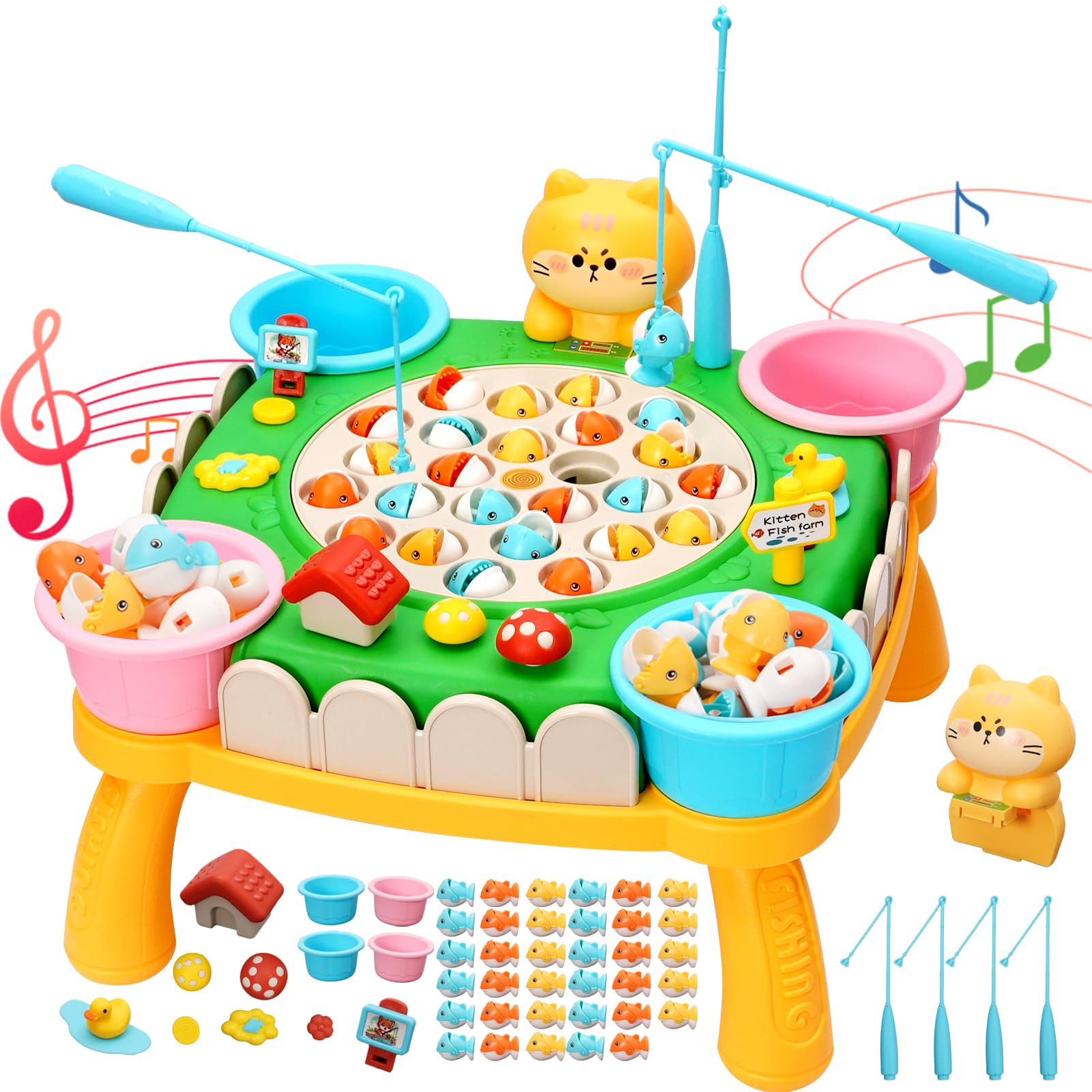 Gioco Pesca Bambini con 35 Pesciolini e 8 Canna da Pesca, Musicale Gioco Pesca Pesci, Montessori Giochi Educativo Interattivi Regalo per Ragazzo Ragazza 3 4 5 6 Anni