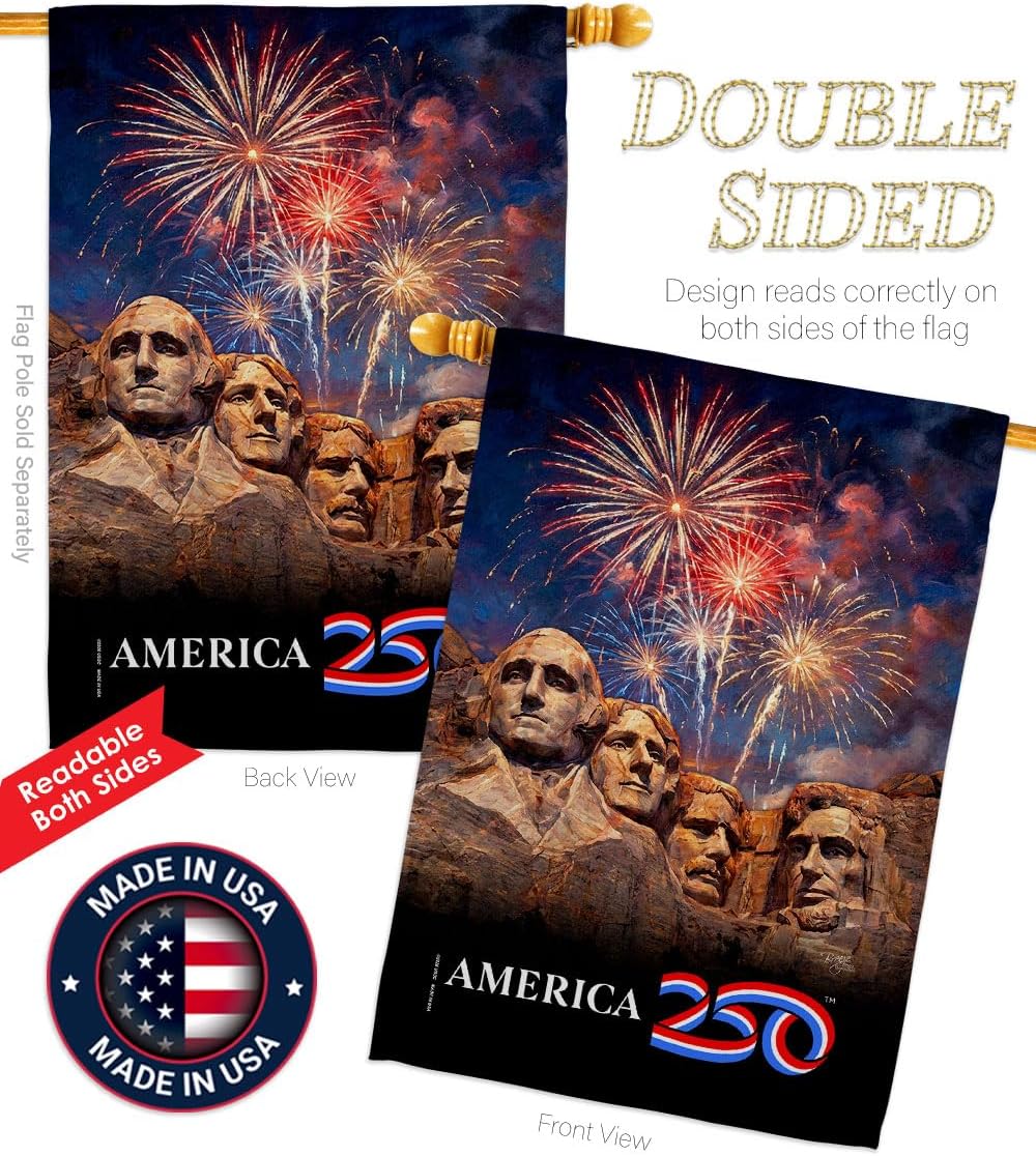 America 250 Flag Mount Rushmore Independence Day Wall Tapestry House Banner Official Licensed Merchandise Canvas Prints Yard Sign Textile Woven Fabric Poster USA 250th Anniversary Decoration Gift image 3