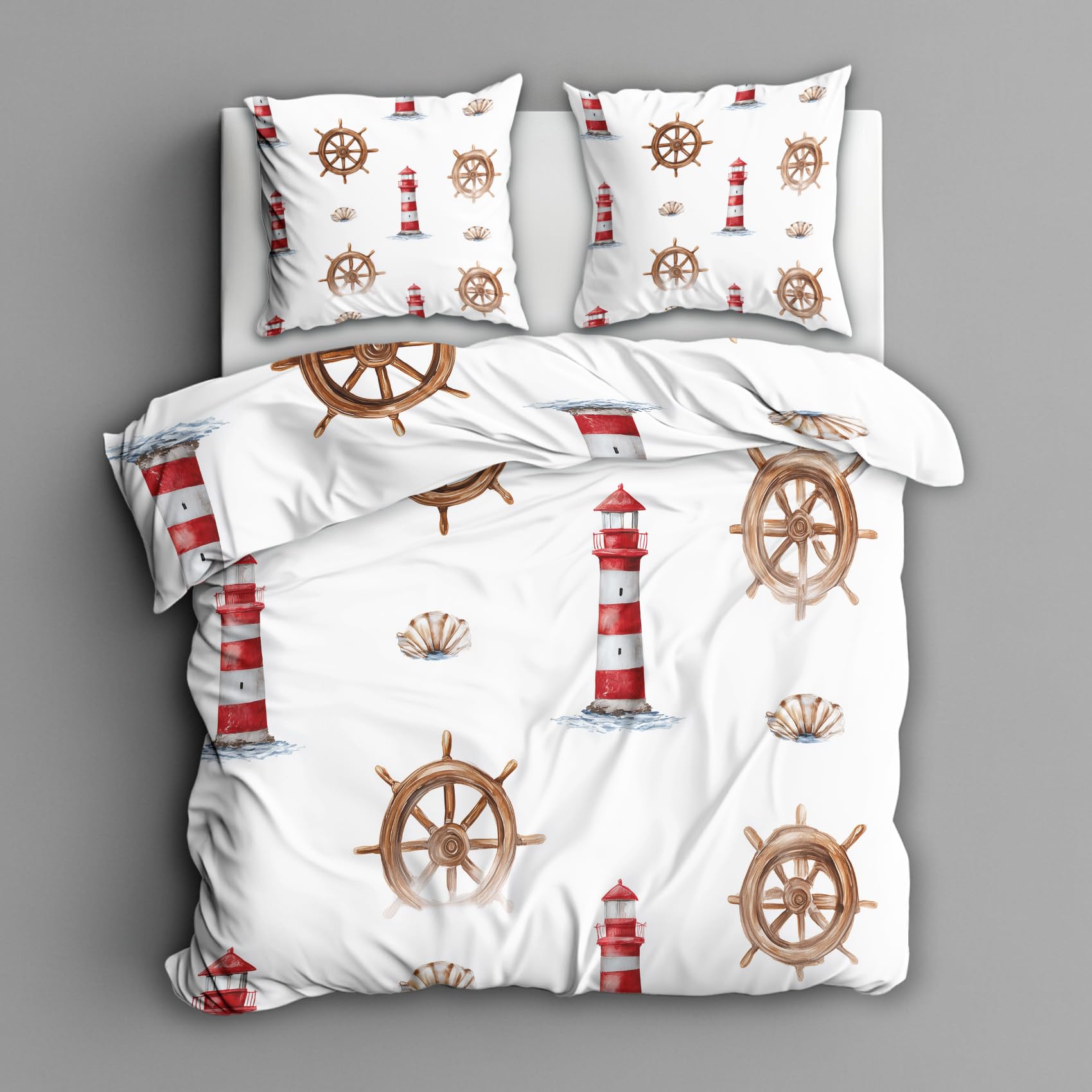 Housse de couette 220x240 imprimé phare en microfibre douce haute densité