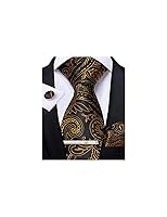 Algopix Similar Product 3 - DiBanGu Mens Gold and Black Tie Silk