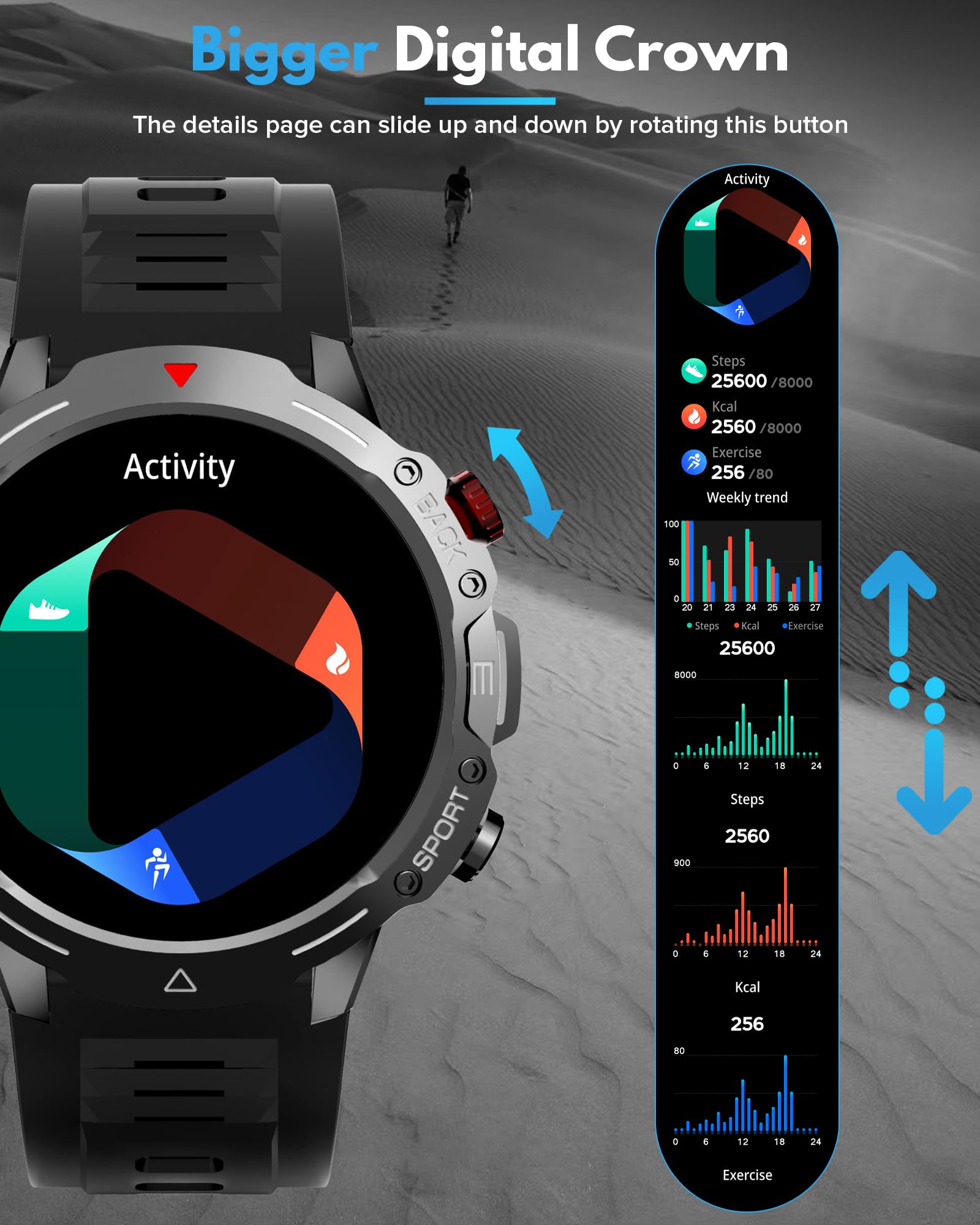 Smartwatch męski z funkcją telefonu 1,52 cala, wojskowy smartwatch z pulsometrem, ciśnieniem krwi, monitorowaniem snu, asystentem głosowym, powiadomieniami o wiadomościach do systemu Android
