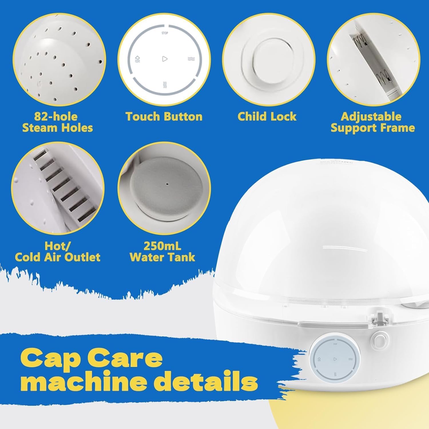 Hat Cleaner, Automatic Hat Steamer Shaper, Cap Care Machine Cleaner, Steam Cleaning & Ironing and Fast Drying for Baseball Caps, Bucket Hats, Felt Hats