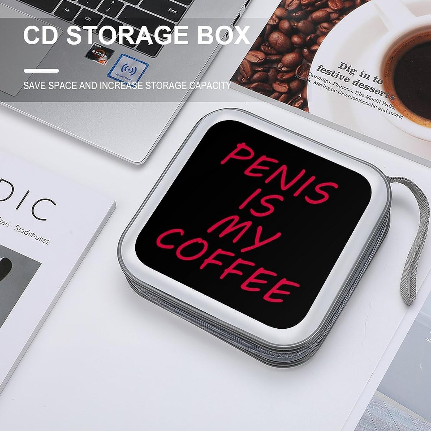 Penis Is My Coffee CD Case Wallet Portable DVD Holder Organizer Box image 4