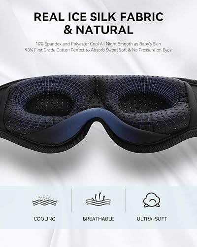 Miniatura 3 de MUSICOZY Audífonos 3D para dormir inalámbricos, con diadema Bluetooth, audífonos para dormir de lado, cubrebocas geniales, regalos únicos (negro)