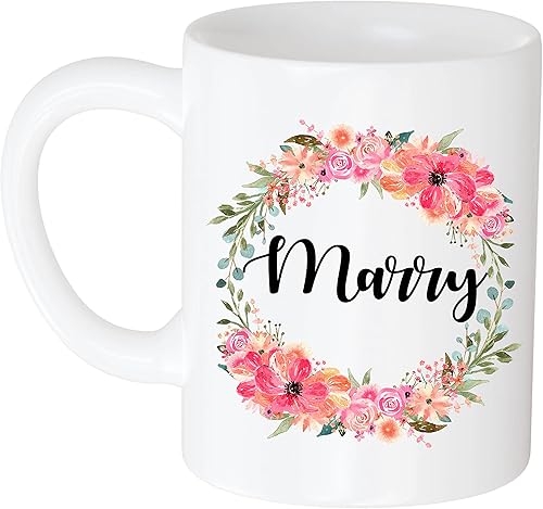 Taza de café personalizada, regalo para mujeres, nombre personalizado, flor y nombre, taza blanca de 11 onzas, 237035