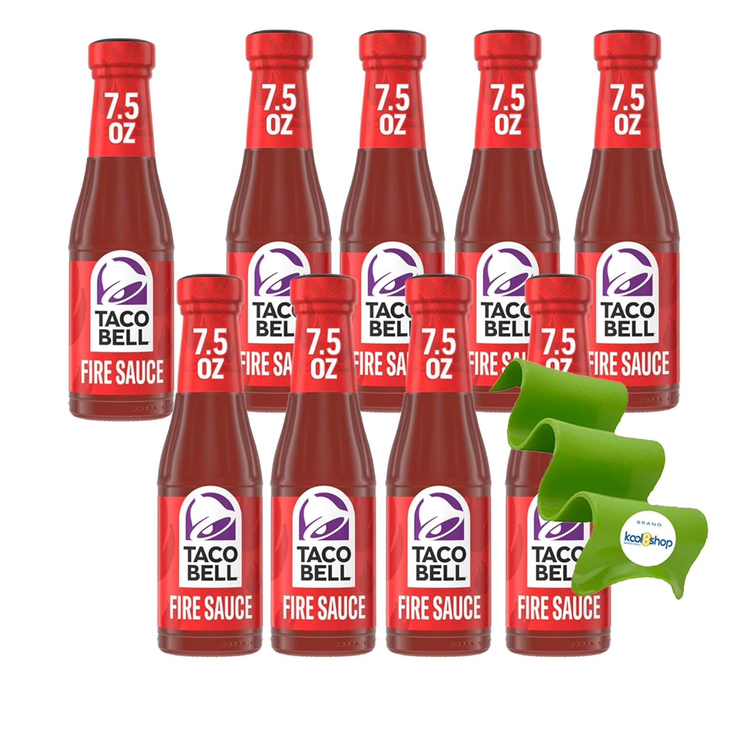 Tacoo Sauce Fire 7.5 oz Glass Bottle 9 pk + 1 piece Taco Stand by KOOL8SHOP Infinite Deals