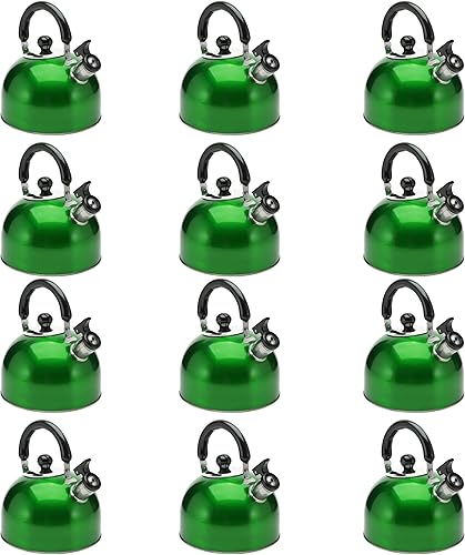 Miniatura 10 de Hervidor de té silbante de acero inoxidable, 3 litros (3 cuartos de galón), tetera clásica con mango ergonómico, funciona en placas de inducción,