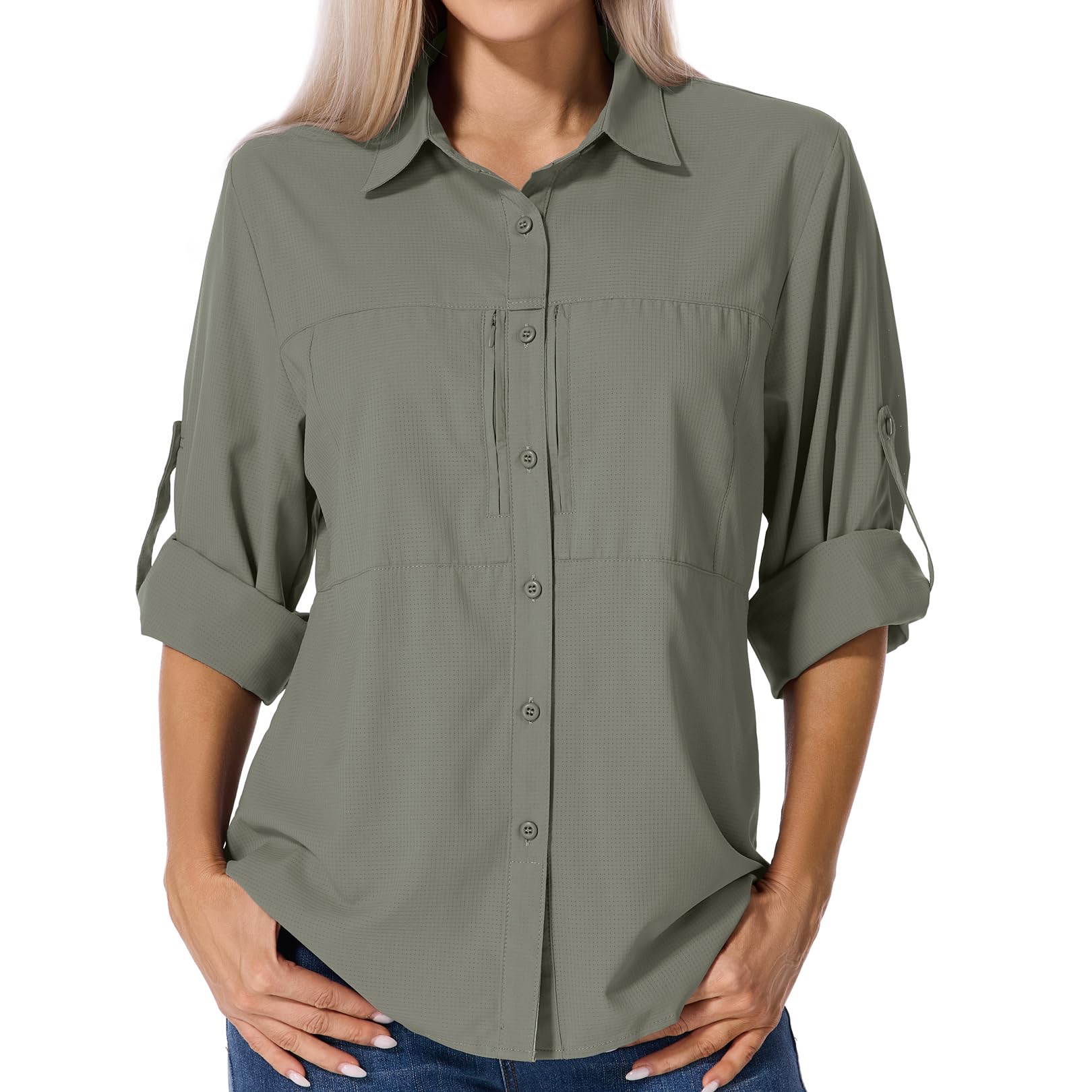 Asfixiado Shirts Damen UV Shirt UPF 50+ Safari Kleidung Wanderbluse Damen Hemdbluse Outdoor Atmungsaktiv Quick Dry Sonnenschutz Langarmshirt Bluse