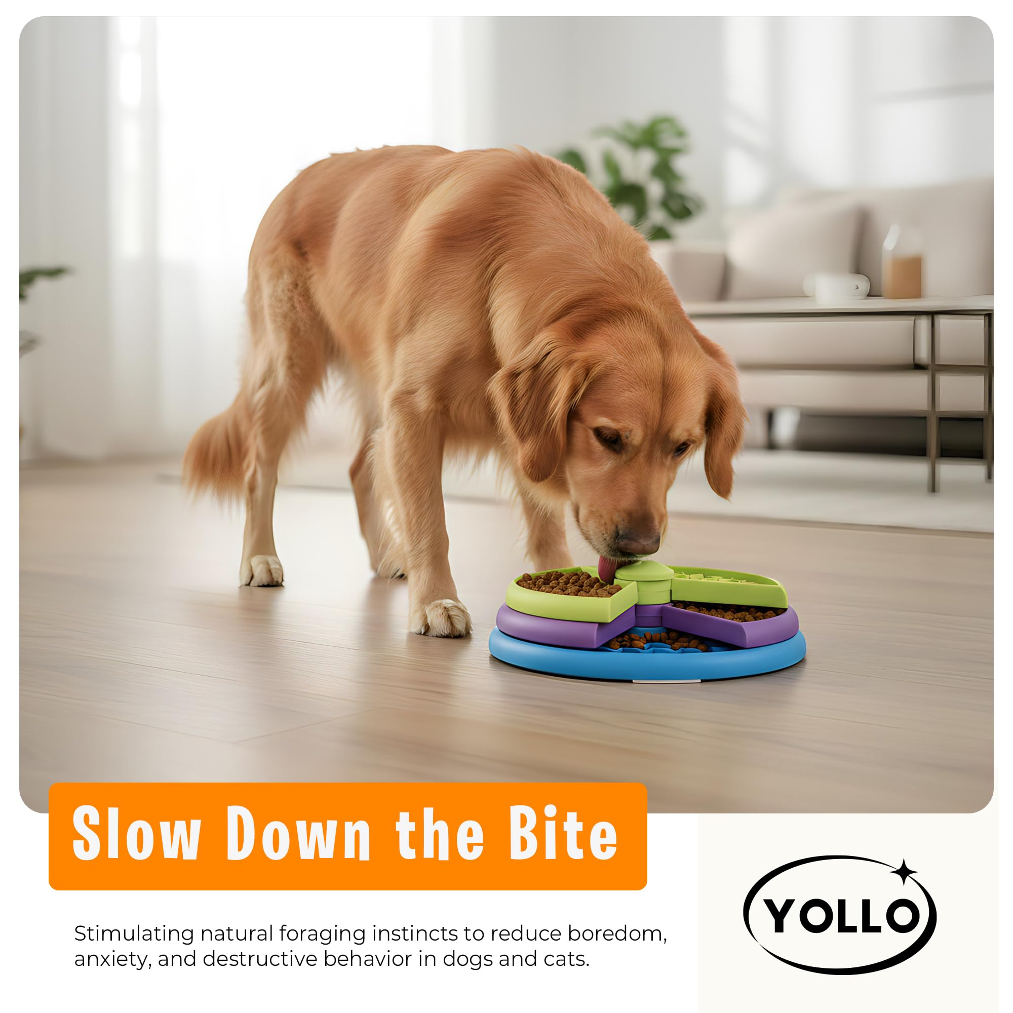YOLLO Slow Feeder Dog Bowl 3 Levels, Interactive Puzzle Design to Reduce Boredom and Anxiety, Non Slip Dog Slow Feeder for Small Medium Large Dogs, Anti Gulp Design Promotes Healthy Eating - image 6