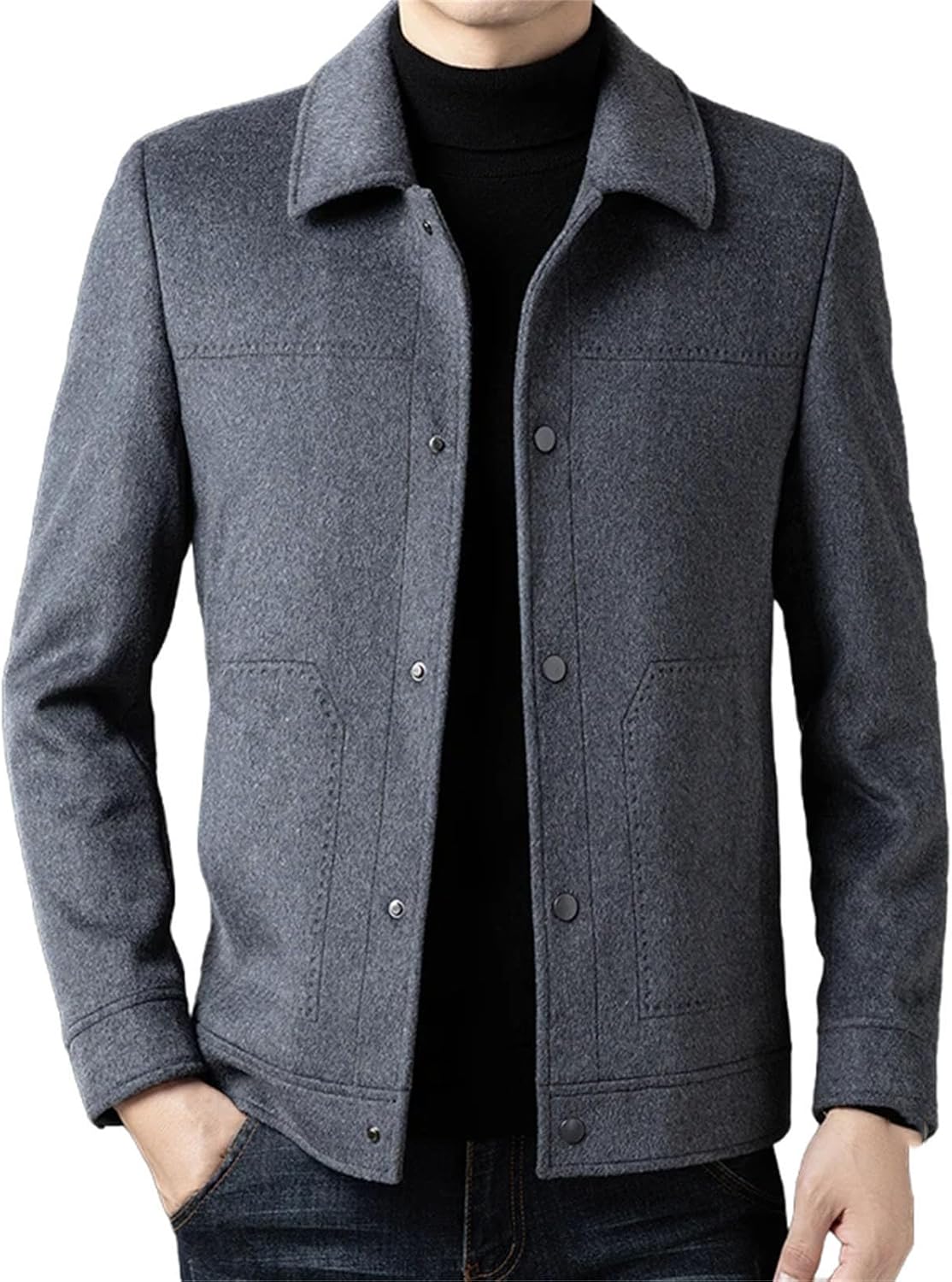 Mens Winter Wool Jackets Fashion Business Casual Thickening Coat Classic Business Style​Windproof Warm TrenchCoat