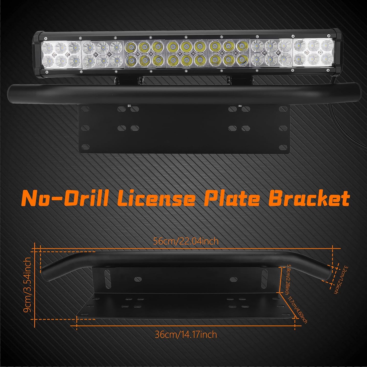 20Inch 126W LED Light Bar Aluminum License Plate Mounting Bracket Holder with 12V Rocker Switch Wiring Harness Kit for Trucks Pickup Car SUV ATV UTV SUV 4x4 12V 24V