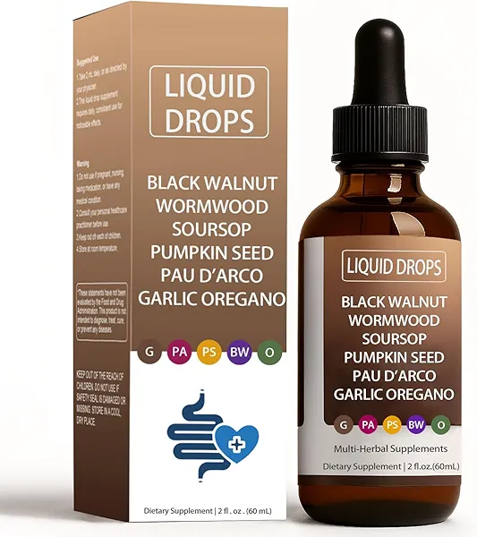 Nutralis Black Walnut Wormwood Gut Cleanse, Wormwood Black Walnut Clove Liquid Drops with Soursop, Pumpkin Seed, Pau D'arco, Garlic Oregano, Digestion Aid & Boosts Energy,Gut Health & Absorption -2 Oz