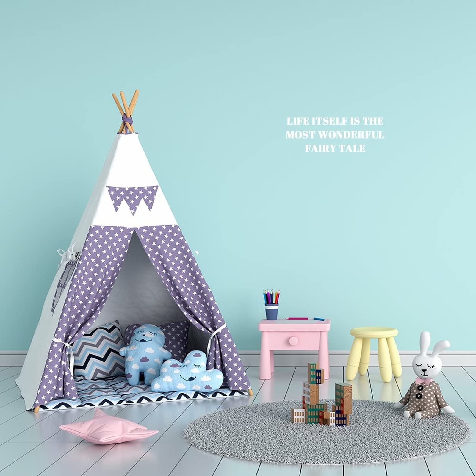 Sticker mural citations inspirantes Fairy Tale pour une maison heureuse