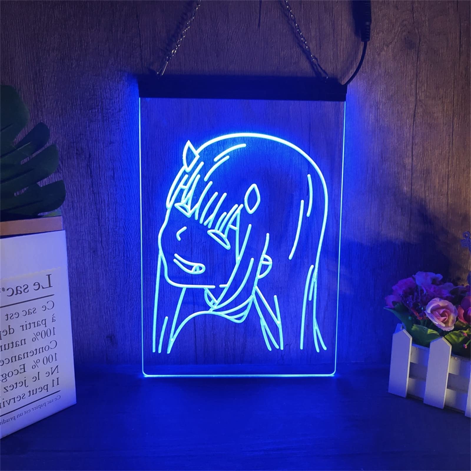 FINOTI Anime Visual Neon Sign Anime Zero Two Visual LED Neon Sign Bar Pub Beer Club Restaurant Cafe Game Room Ambience Decoration Home Decoration Bedroom Wall With Chain,F,15.7"x23.6"