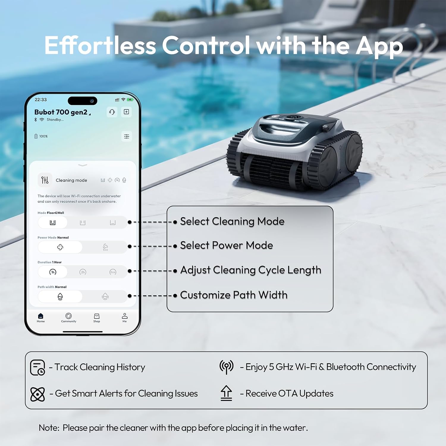 (2026 New) Bubot 700 Pool Vacuum for Inground Pools, Cordless Robotic Pool Cleaner for Above Ground Pools with 210-Min Runtime, Triple Motors, APP Control, Floor/Wall/Waterline Cleaning, Dark Grey