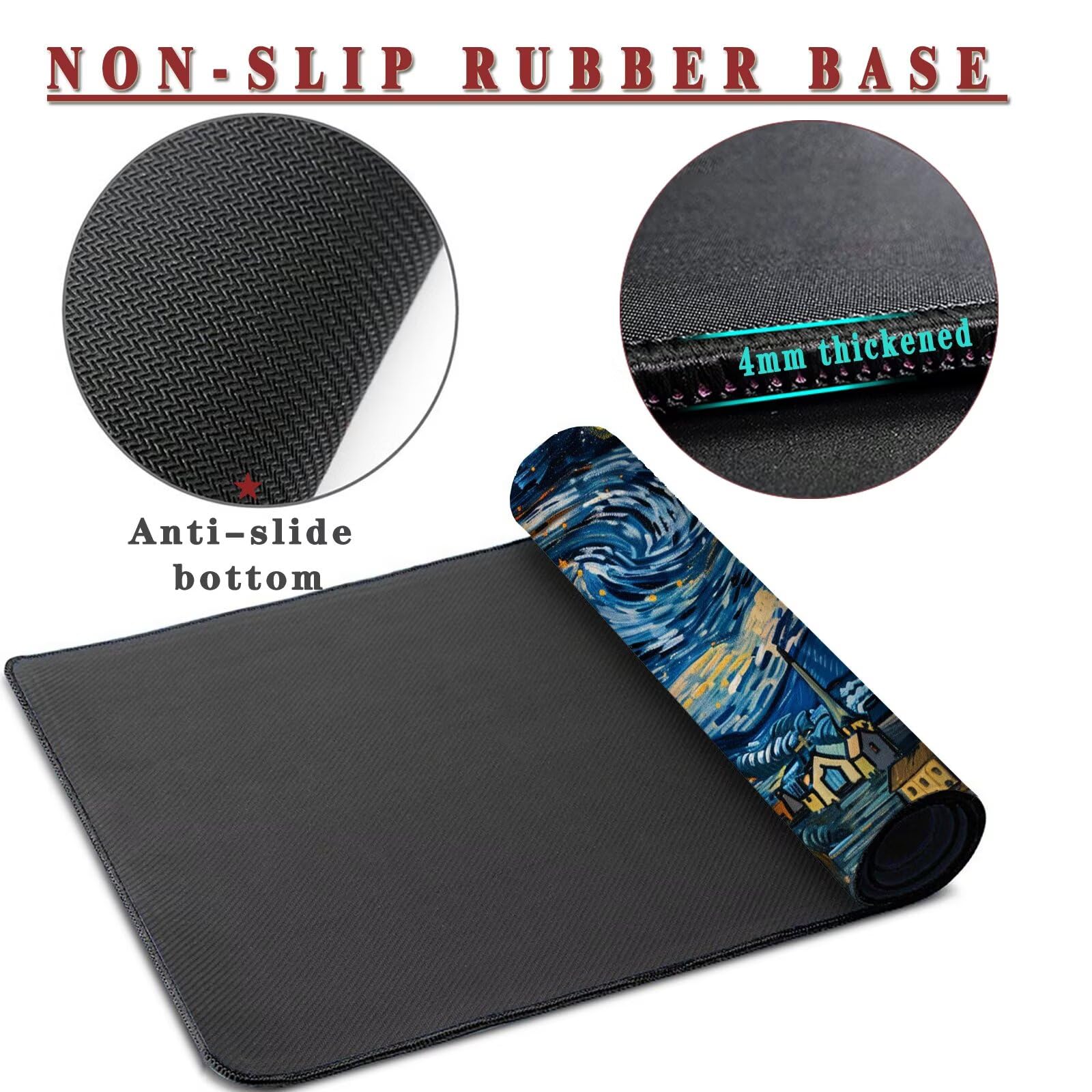 Alfombrilla de Ratón 1400x600x4mm Alfombrilla Ratón XXL Gaming Tapete Protector Escritorio Impermeable Antideslizante, Mousepad Grande Desk Mat, Tapete Rato, Mouse Pad Alfombra Raton Gaming Star (4)