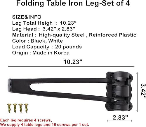 Miniatura 7 de Juego de 4 patas de hierro para mesa plegable, juego de 4 muebles, horquilla lateral, acero resistente, fácil de instalar, hogar, café, té, pequeño,