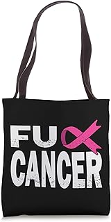 Fuck Cancer breast cancer pink ribbon slogan fight Awareness Tote Bag